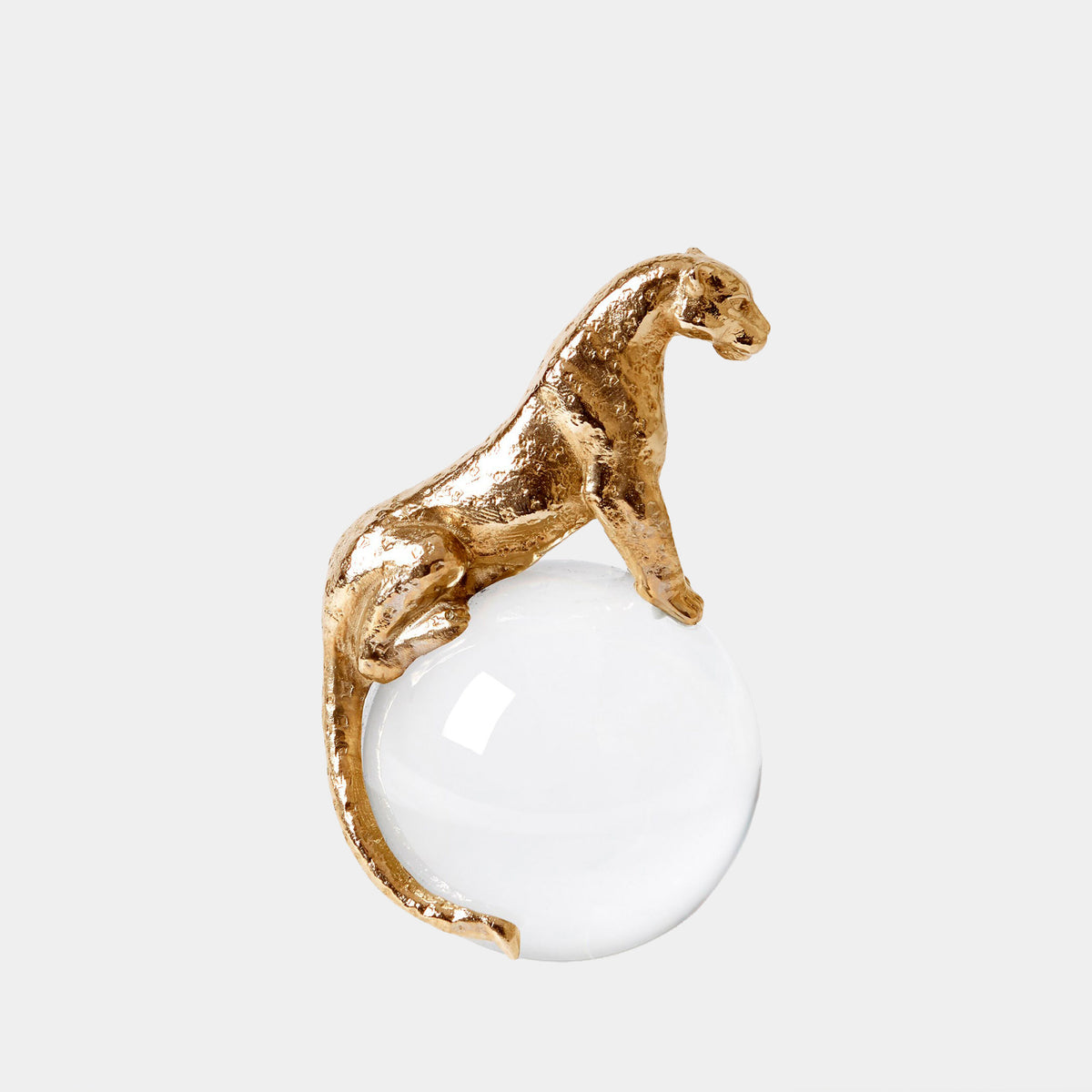 Jaguar on Crystal Sphere-Brass