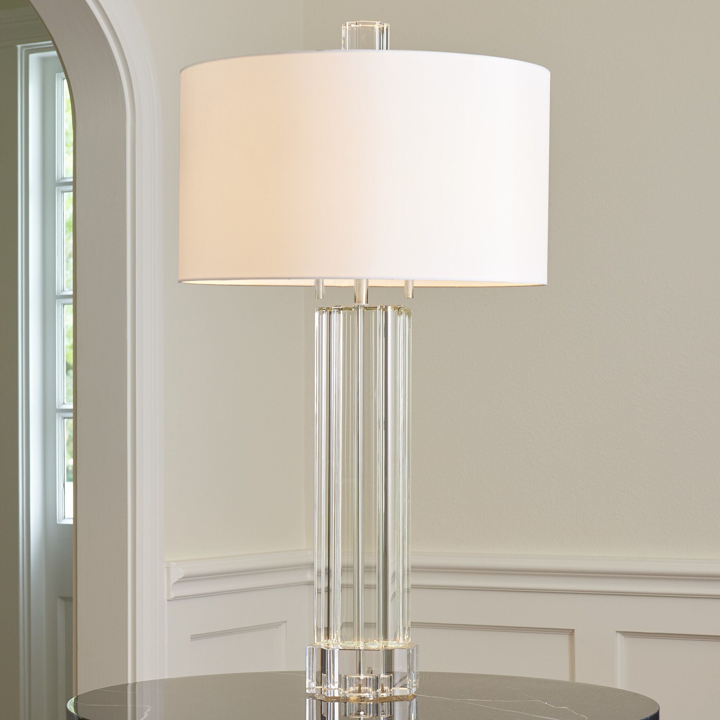 Amelia Fluted Crystal Column Table Lamp