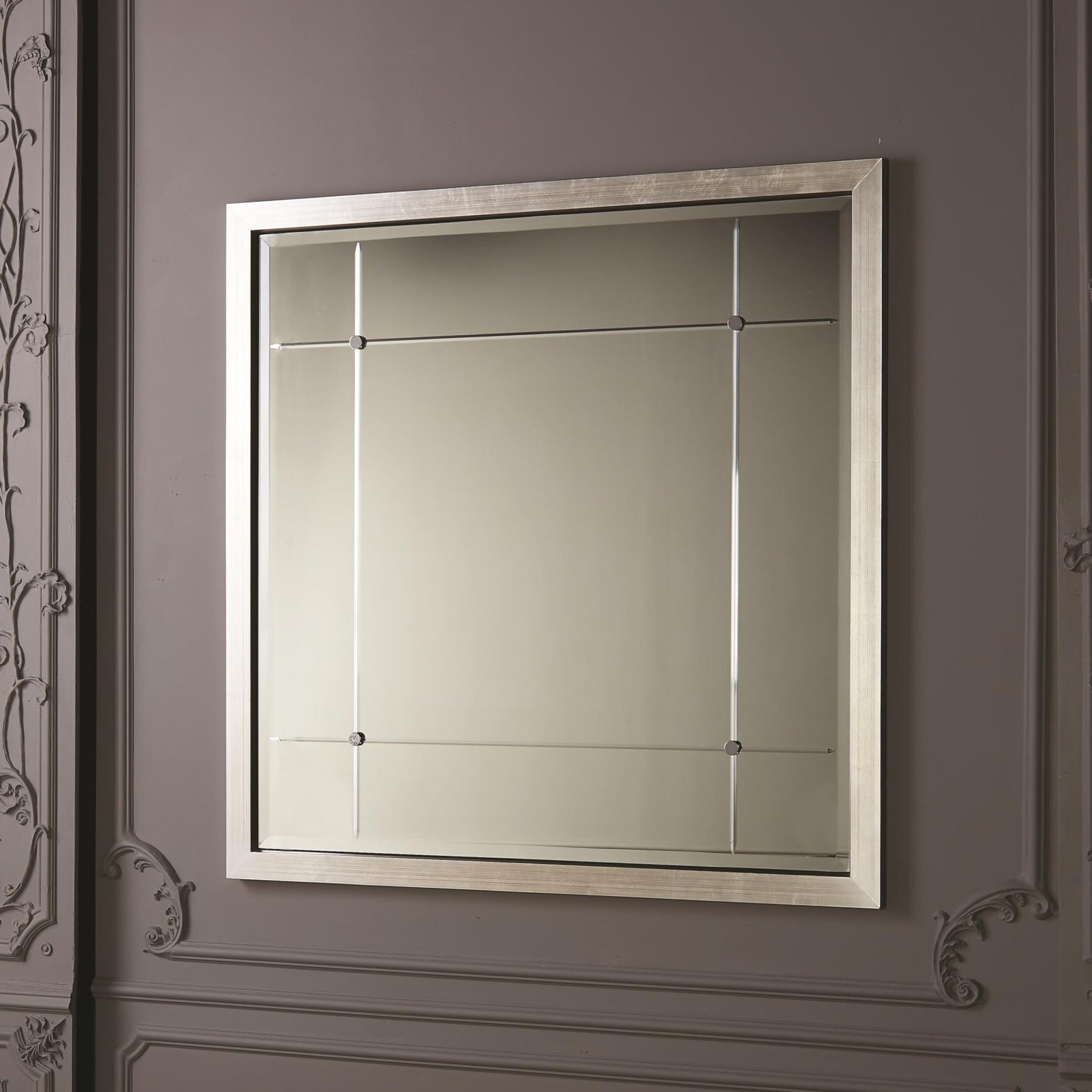 Beaumont Square Mirror-Silver Leaf