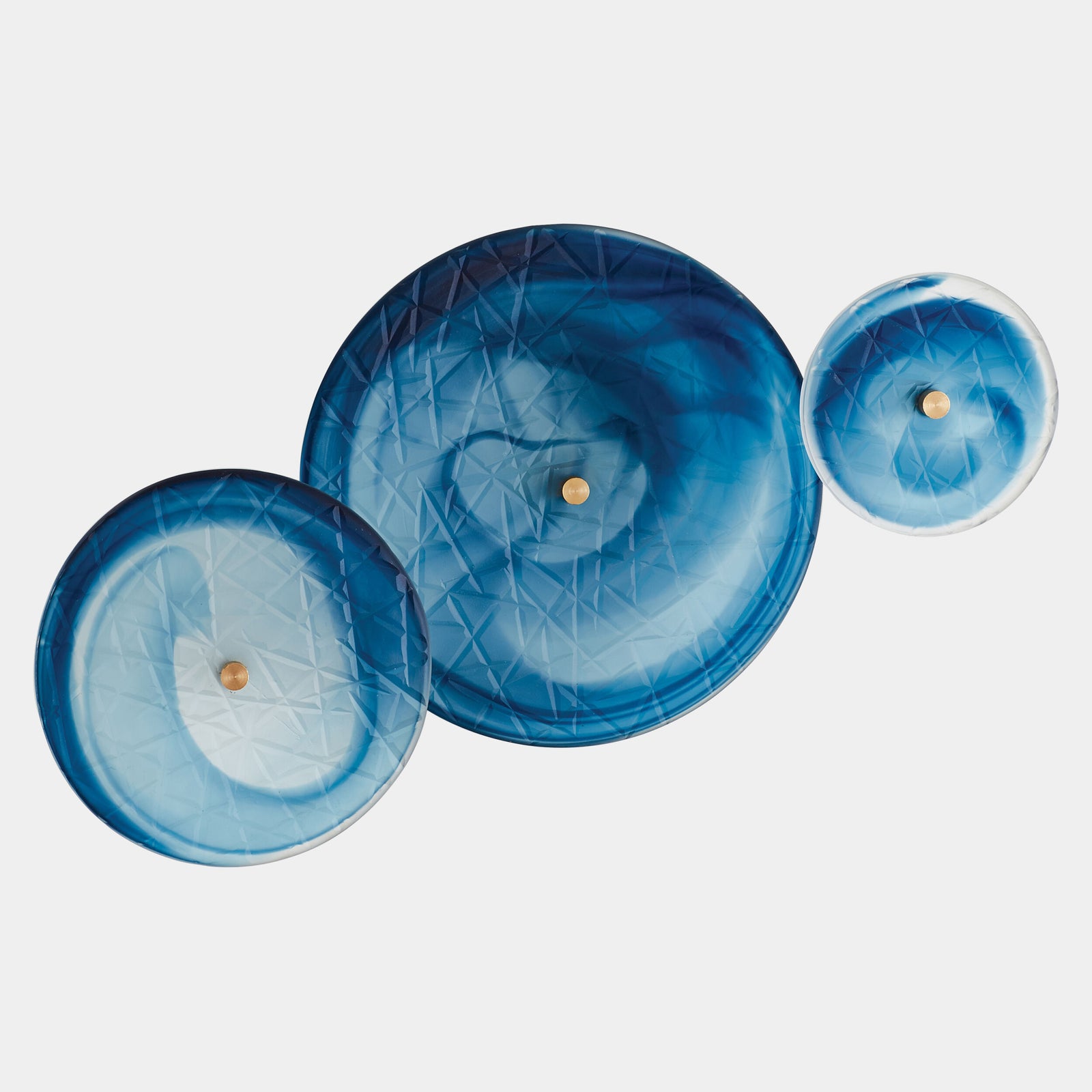 Crosshatched Wall Discs-Blue Swirl