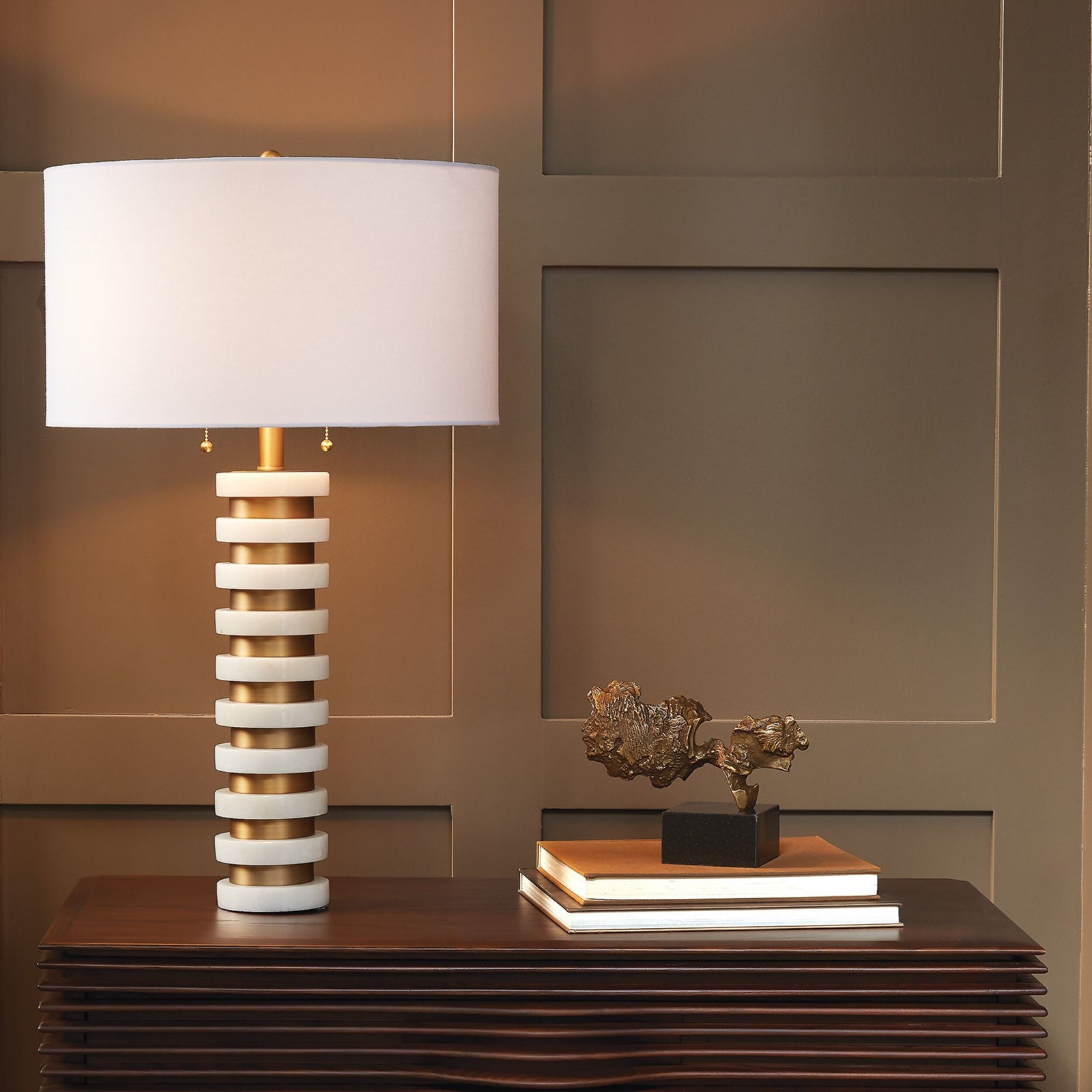 Chiamaka Marble Stack Lamp-White