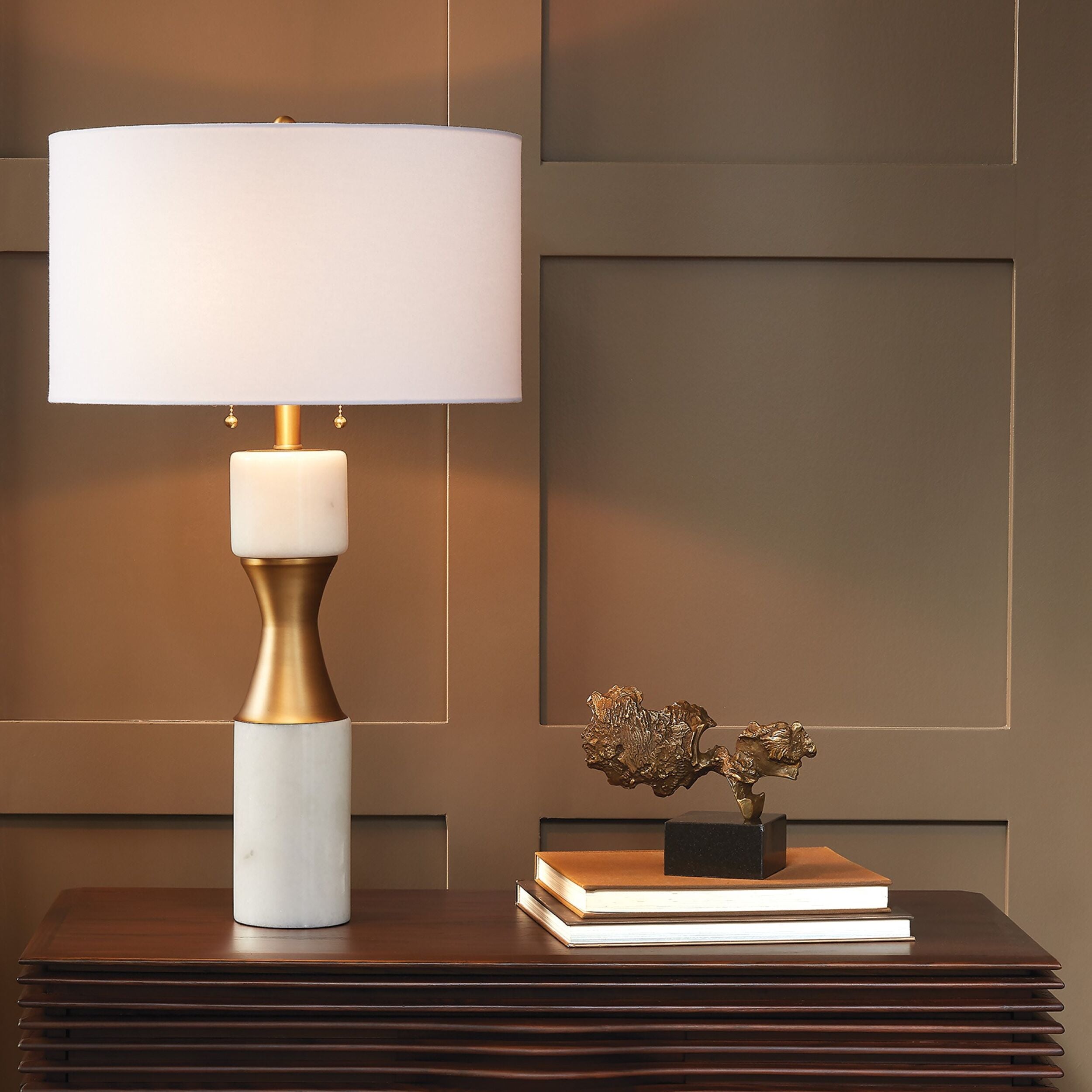 Corsetto Marble Cinch Lamp-White