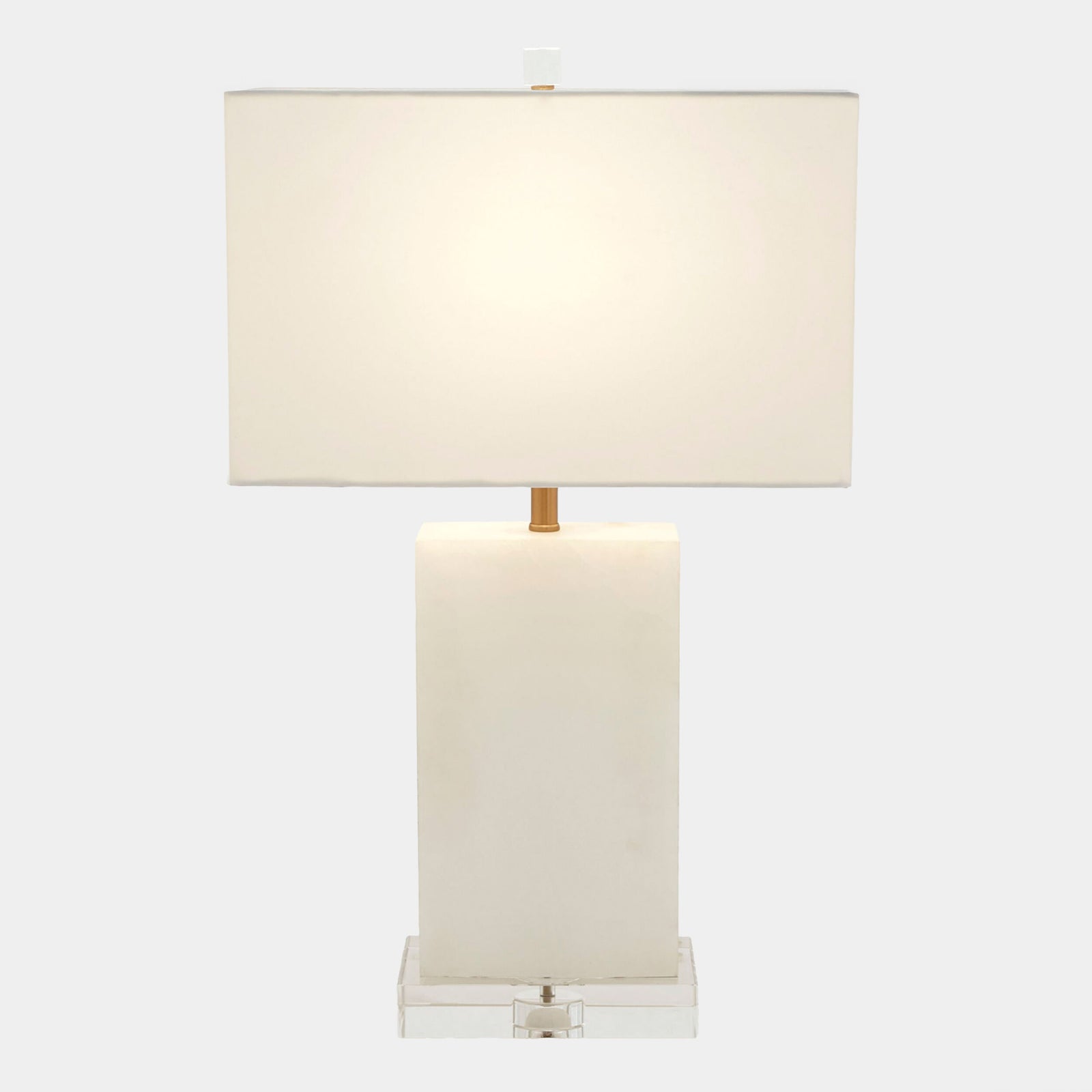 Catalina Rectangular Table Lamp-Alabaster/Brass