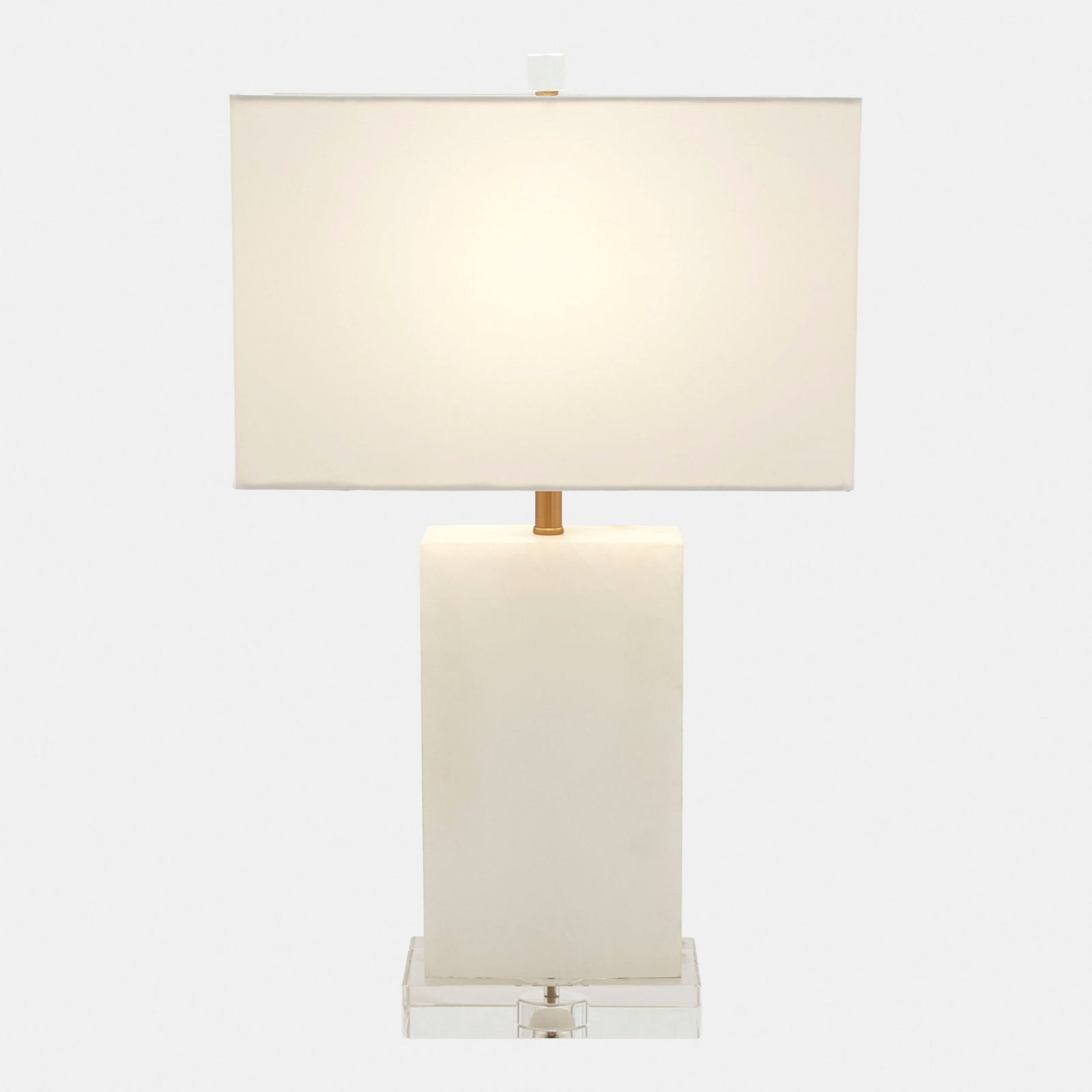 Catalina Rectangular Table Lamp-Alabaster/Brass