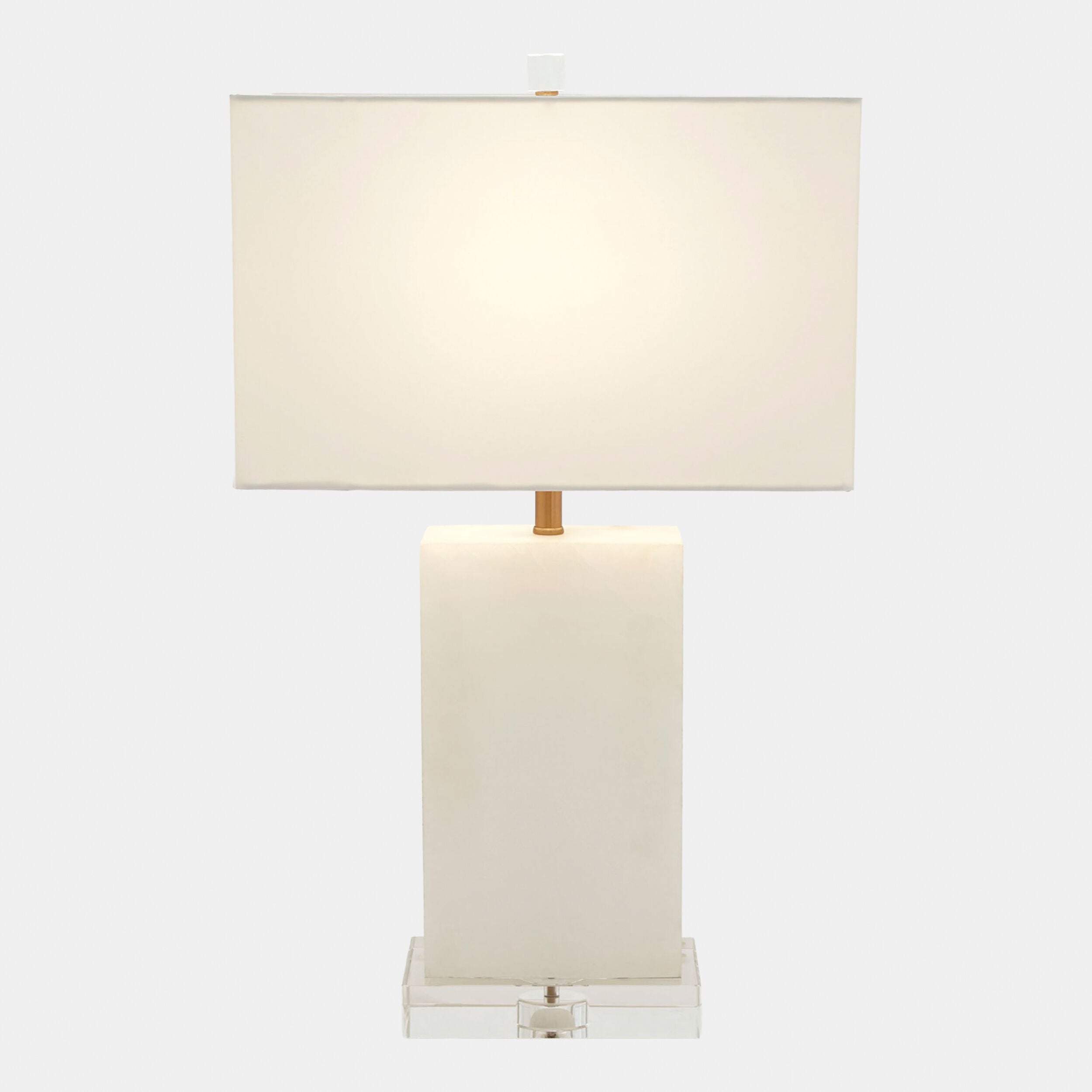 Catalina Rectangular Table Lamp-Alabaster/Brass