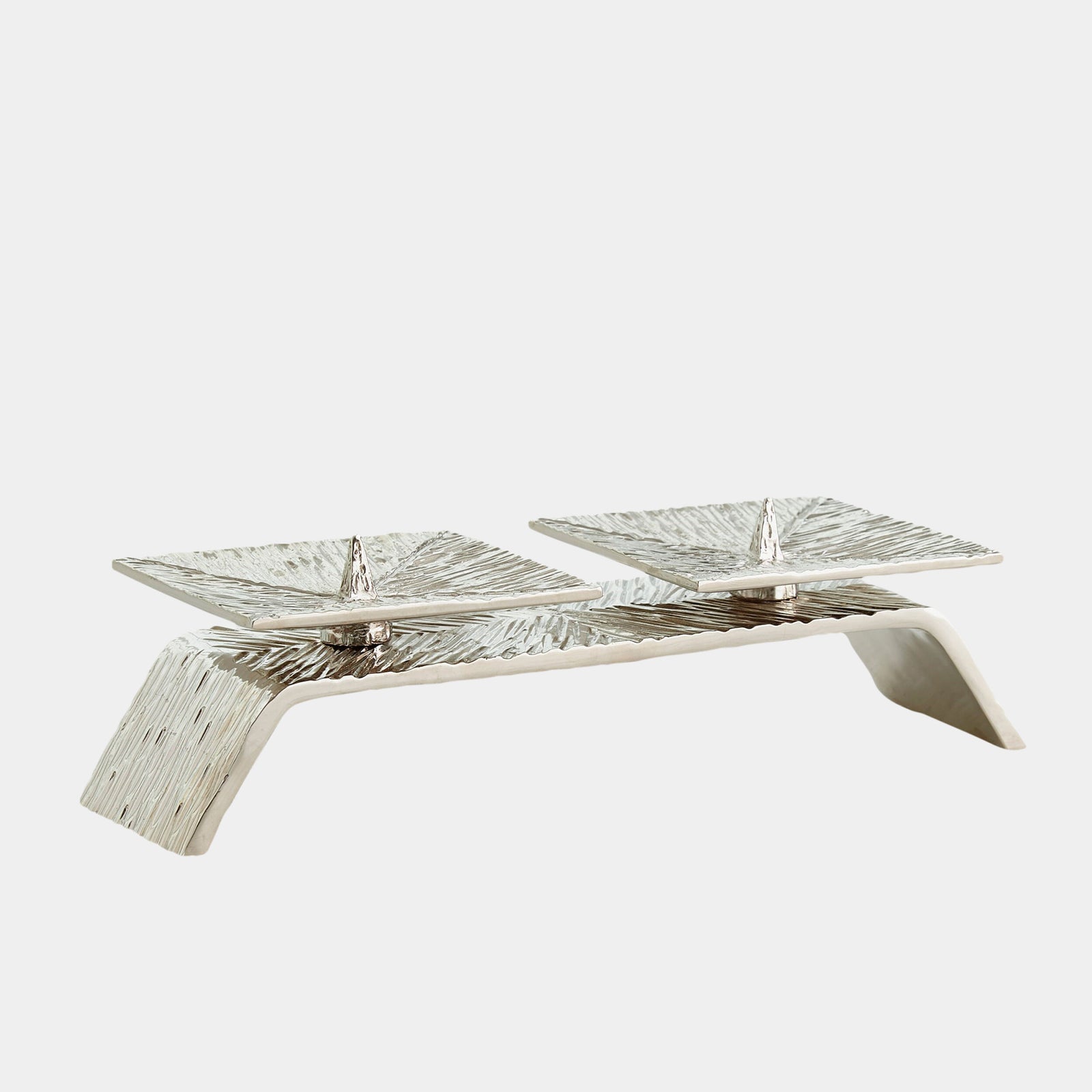 Double Torch Candleholder-Nickel