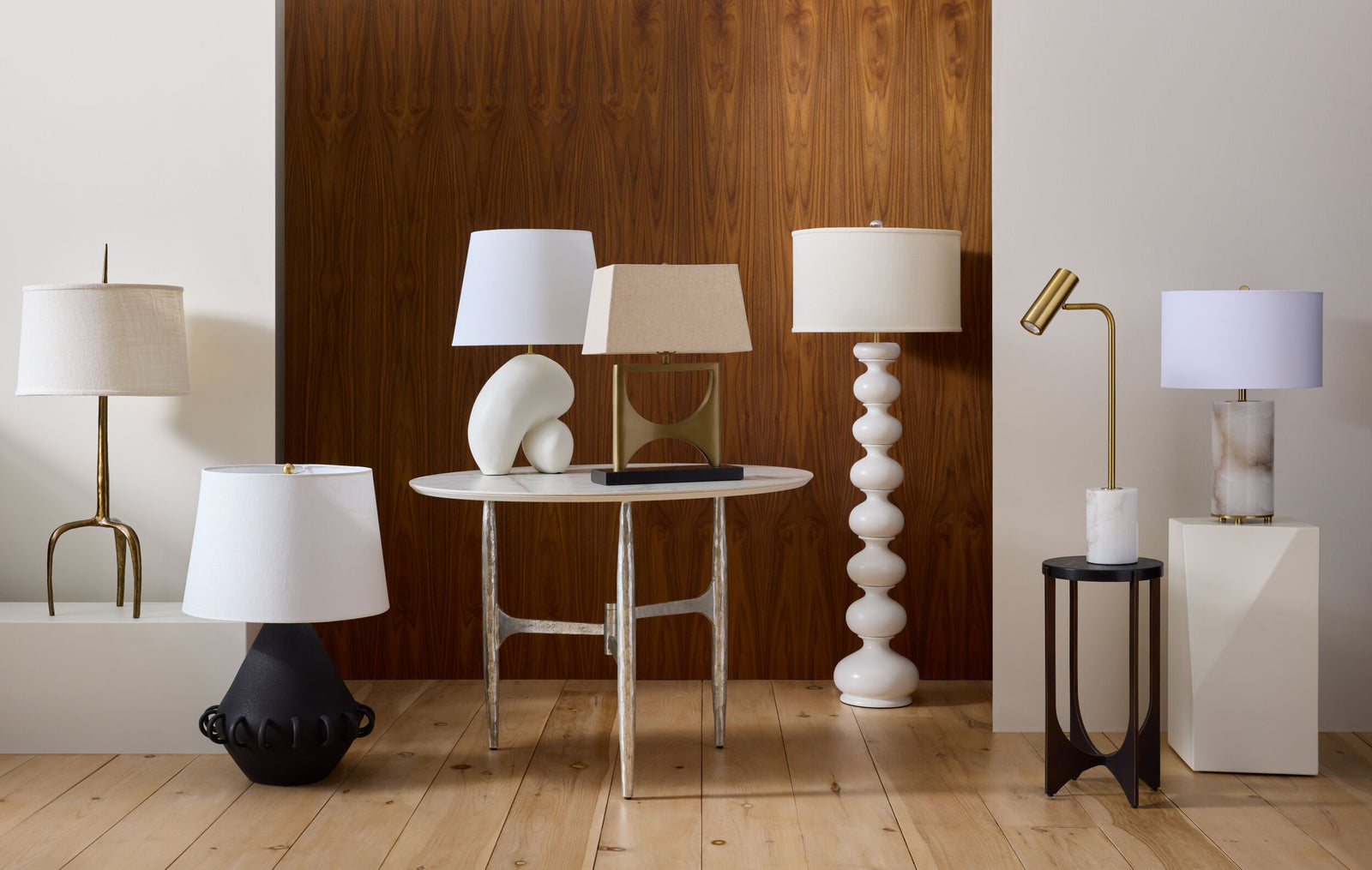 Ethel Stacked Bulb Floor Lamp-Matte White
