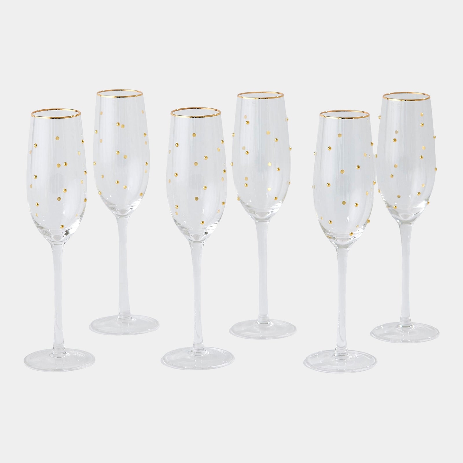 Celebration Champagne Glasses-Clear w/Gold Dots