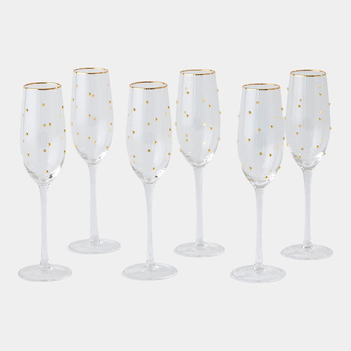 Celebration Champagne Glasses-Clear w/Gold Dots