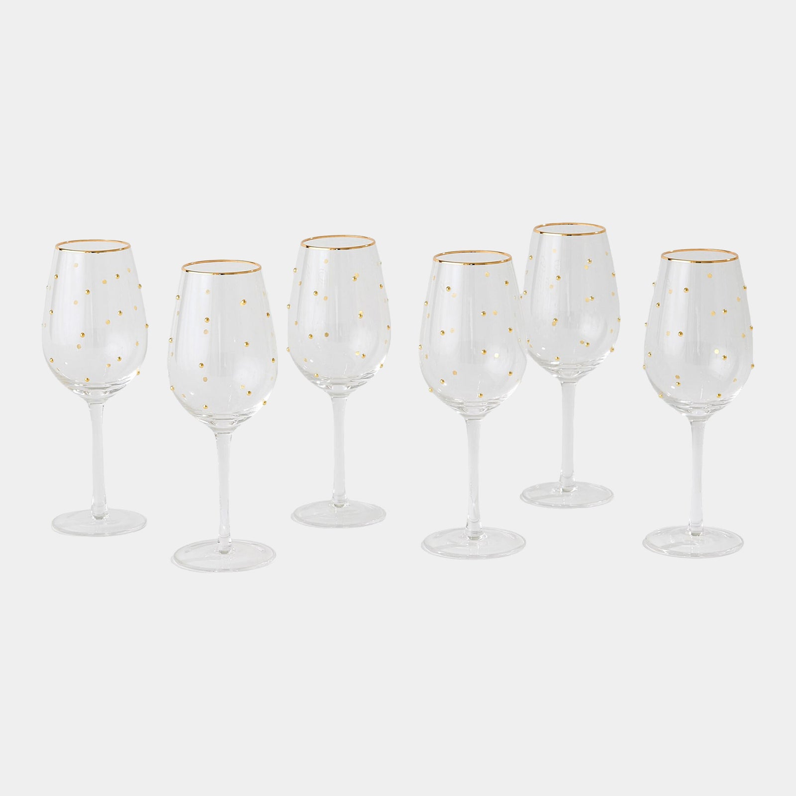 Celebration Wine Glasses- Clear w/Gold Dots