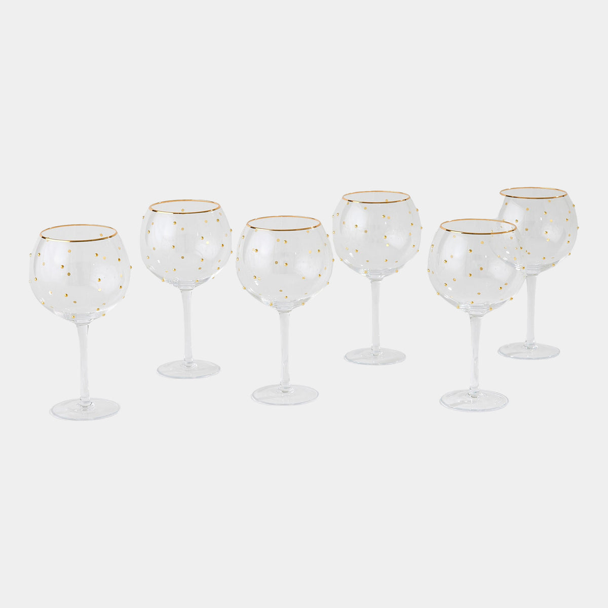Celebration Goblet Glasses-Clear w/Gold Dots