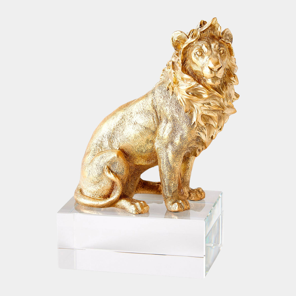 Lion Sculpture-Brass/Crystal