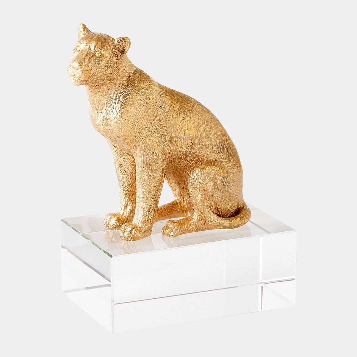 Lioness Sculpture-Brass/Crystal
