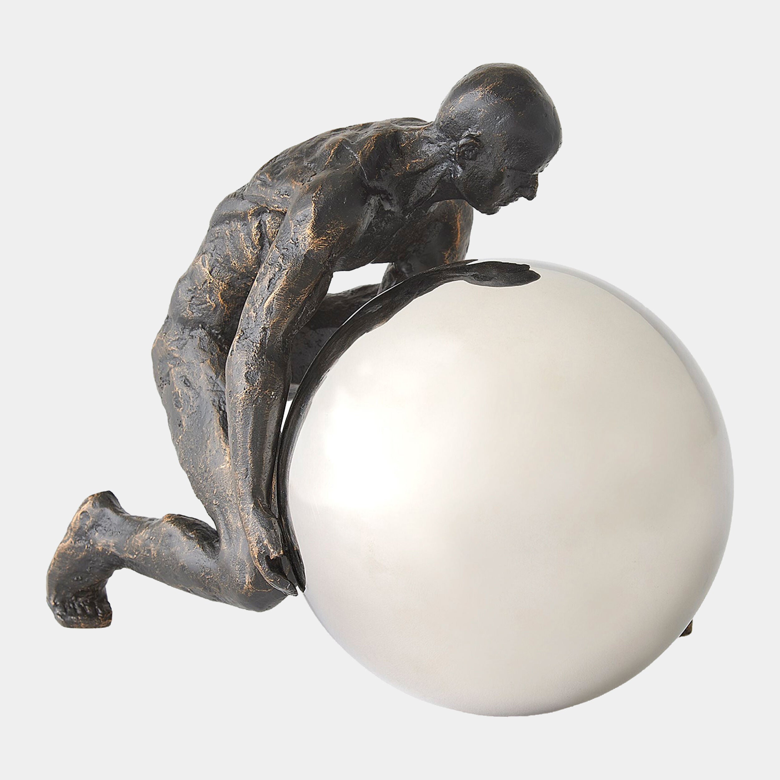 Boulder Man-Bronze w/Nickel Sphere