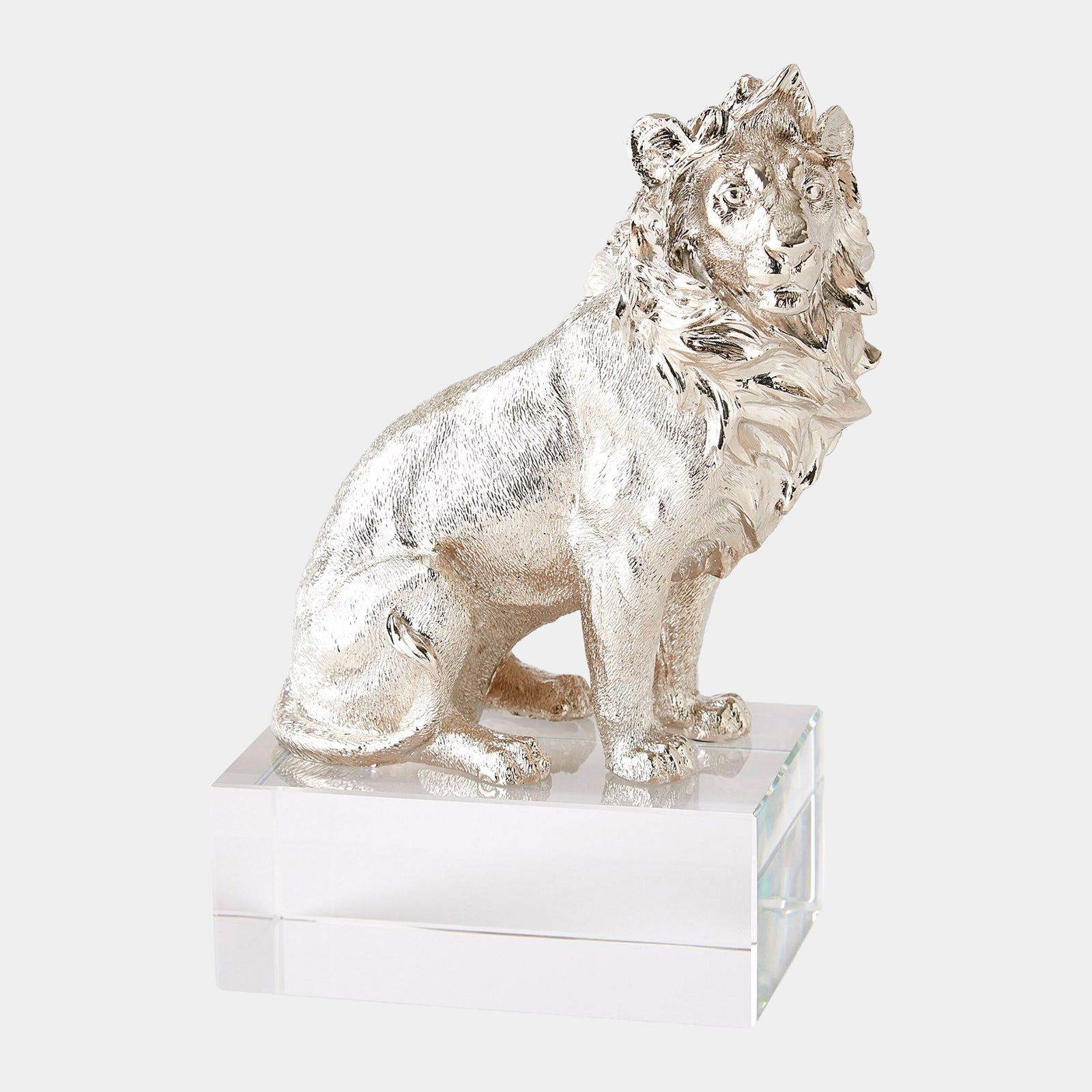 Lion Sculpture-Nickel/Crystal