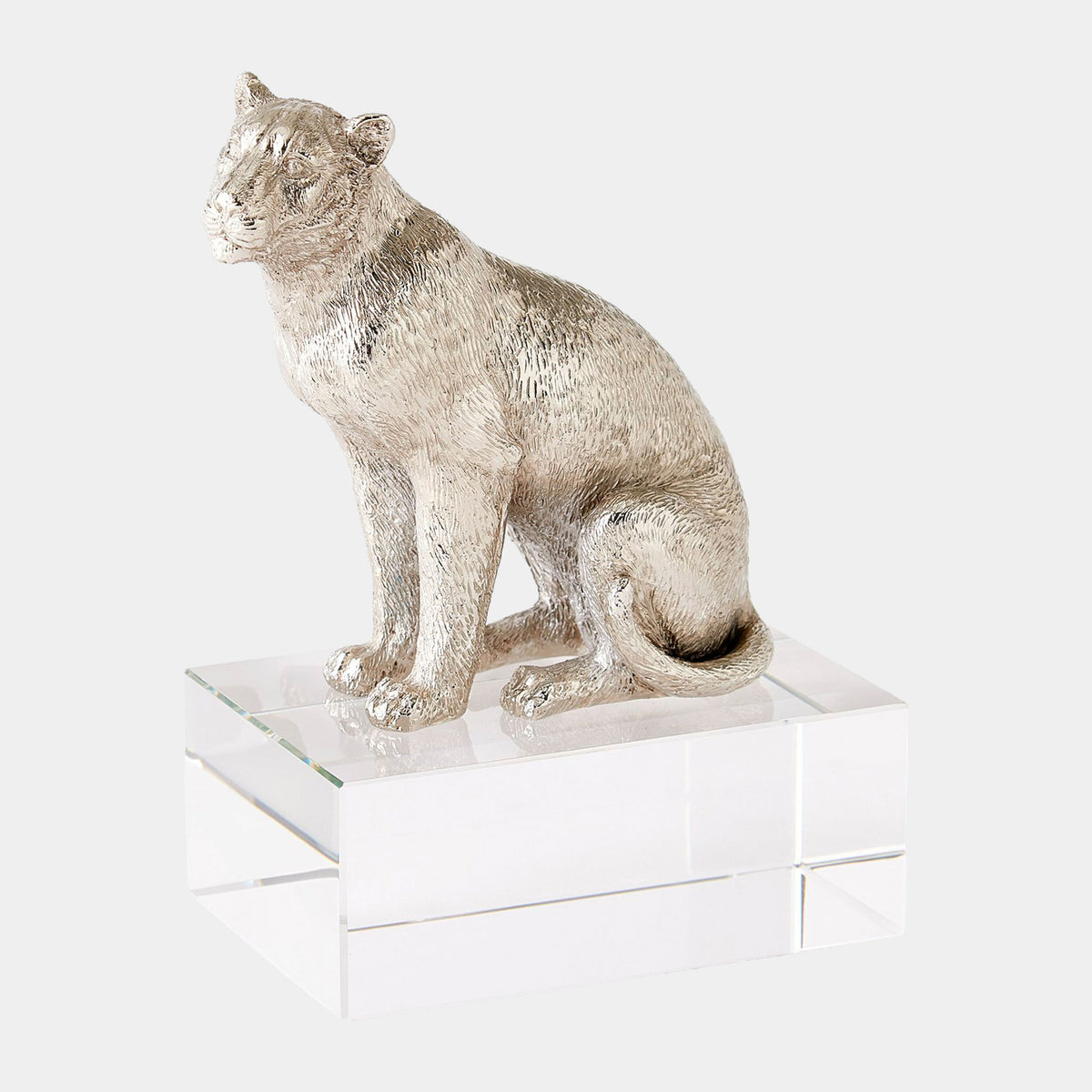 Lioness Sculpture-Nickel/Crystal