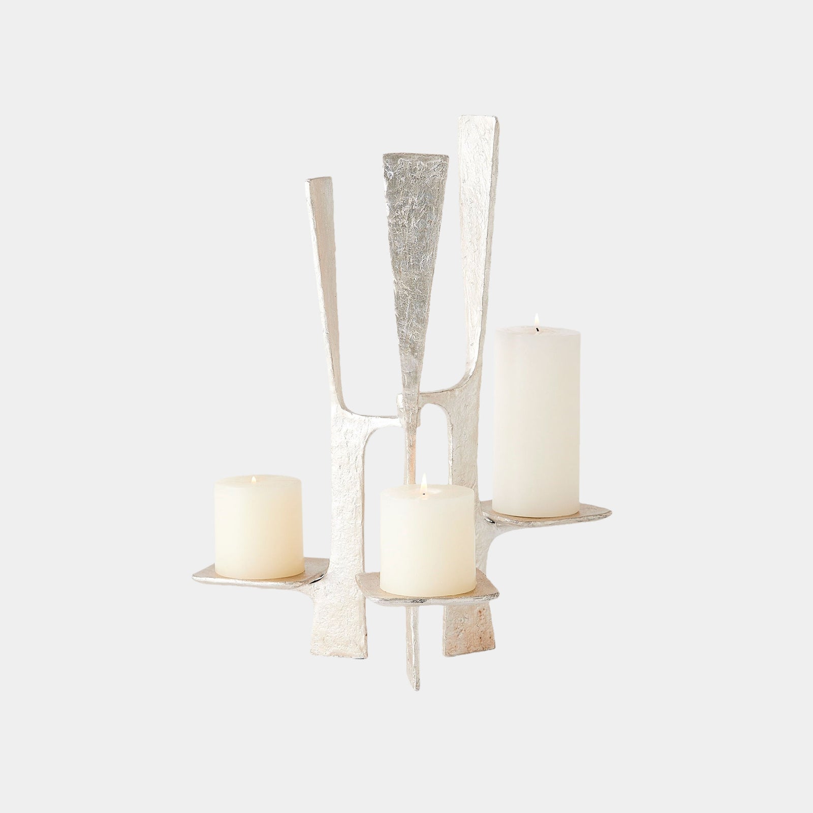 Triune Candleholder-Silver Leaf