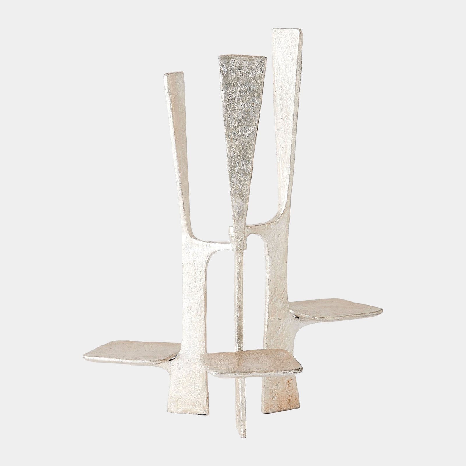 Triune Candleholder-Silver Leaf