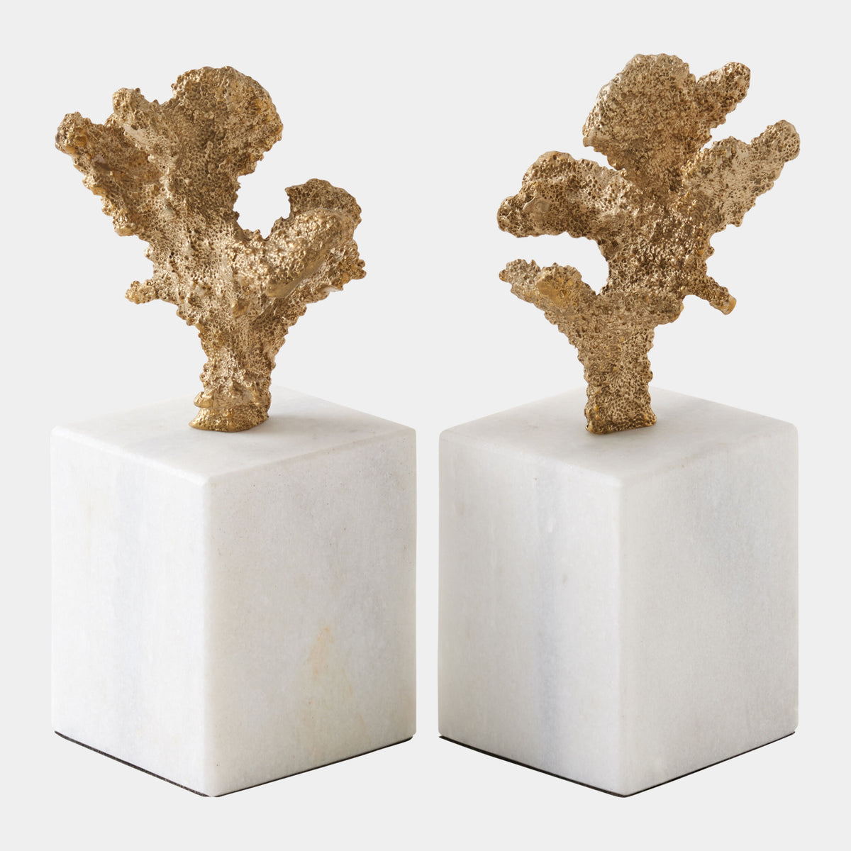 Coral Sculptures-Pair-Brass