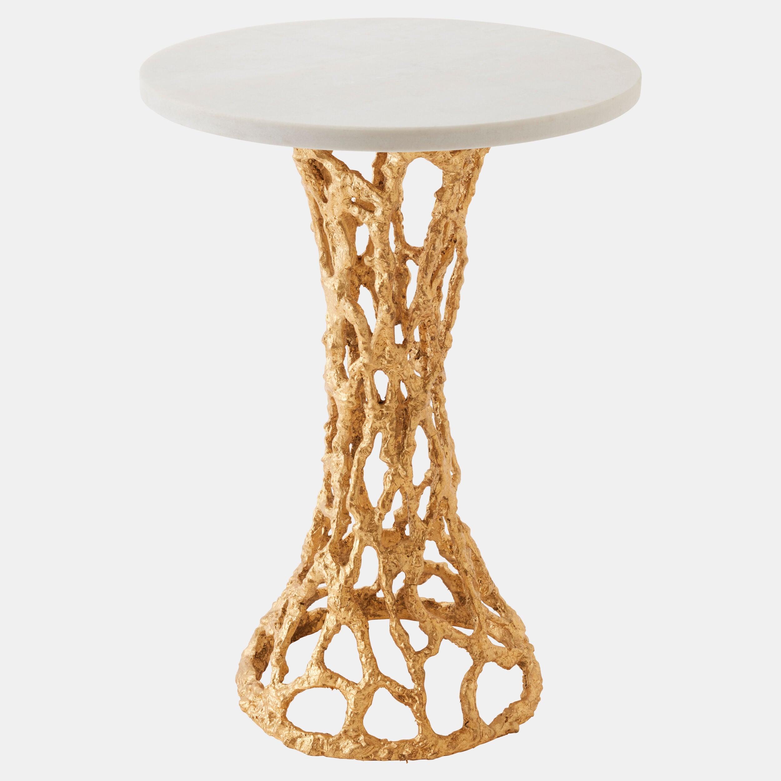 Filamento Side Table-Gold Leaf/White Marble