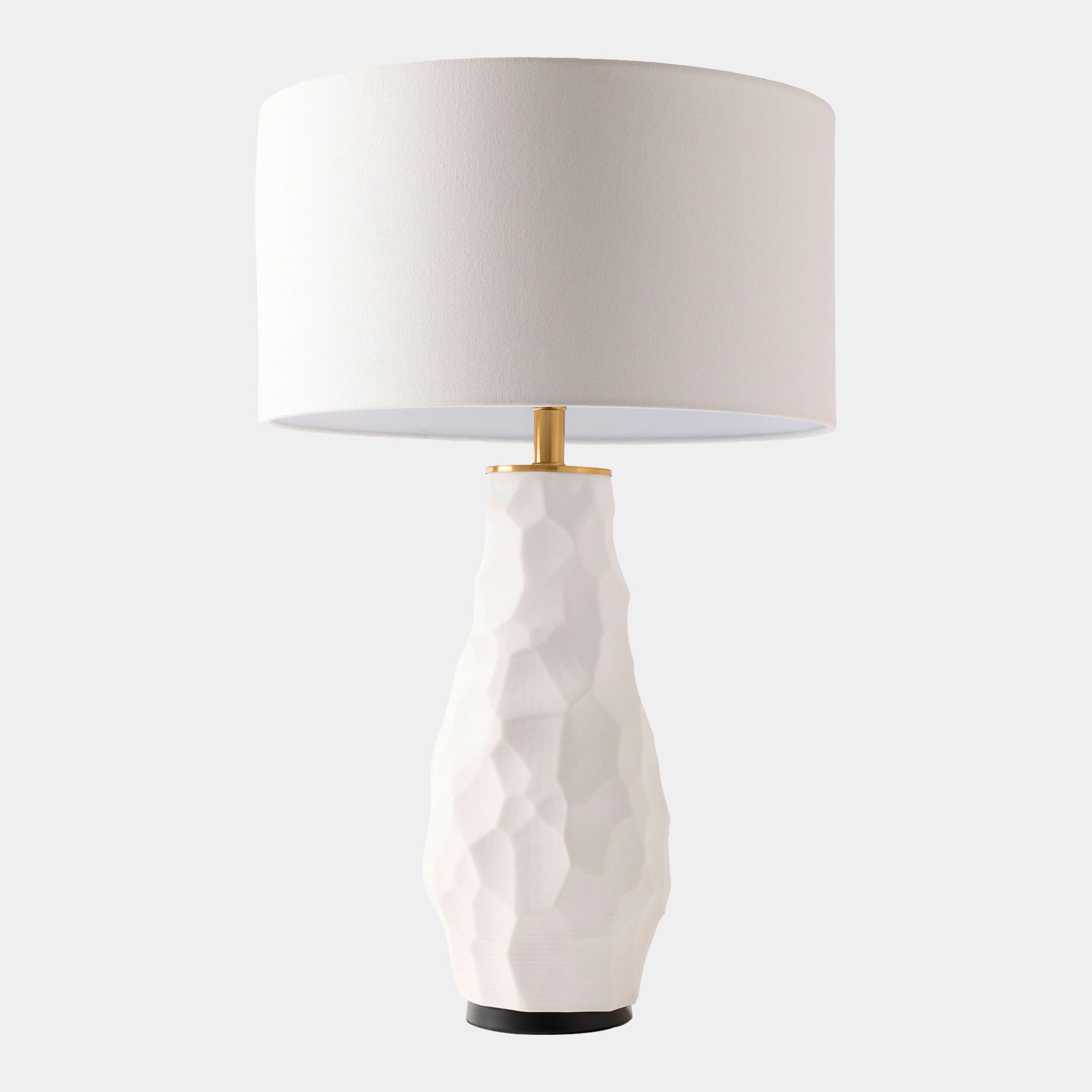 Vasher Chiseled Ceramic Lamp-White