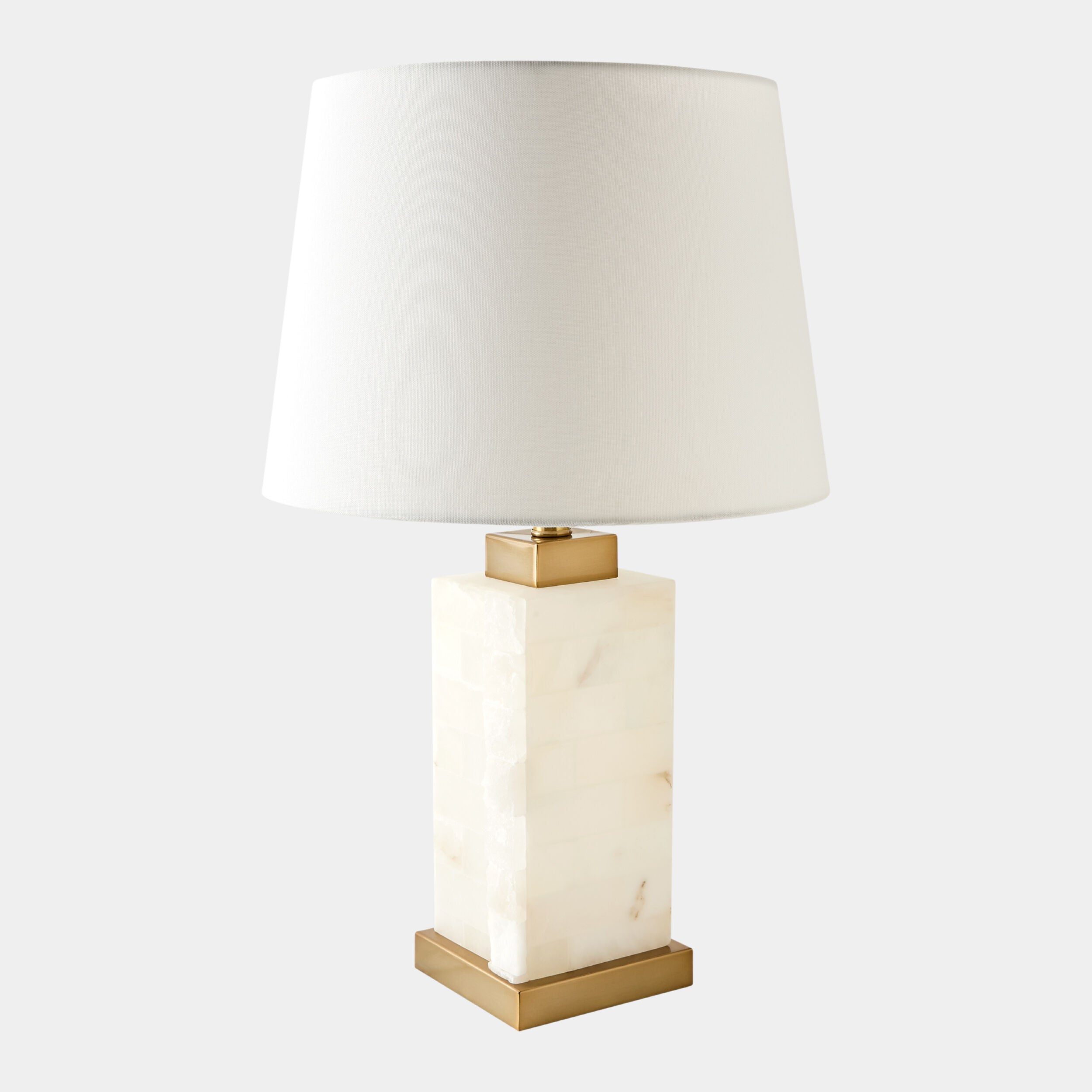 Kasia Square Alabaster Lamp-Brass