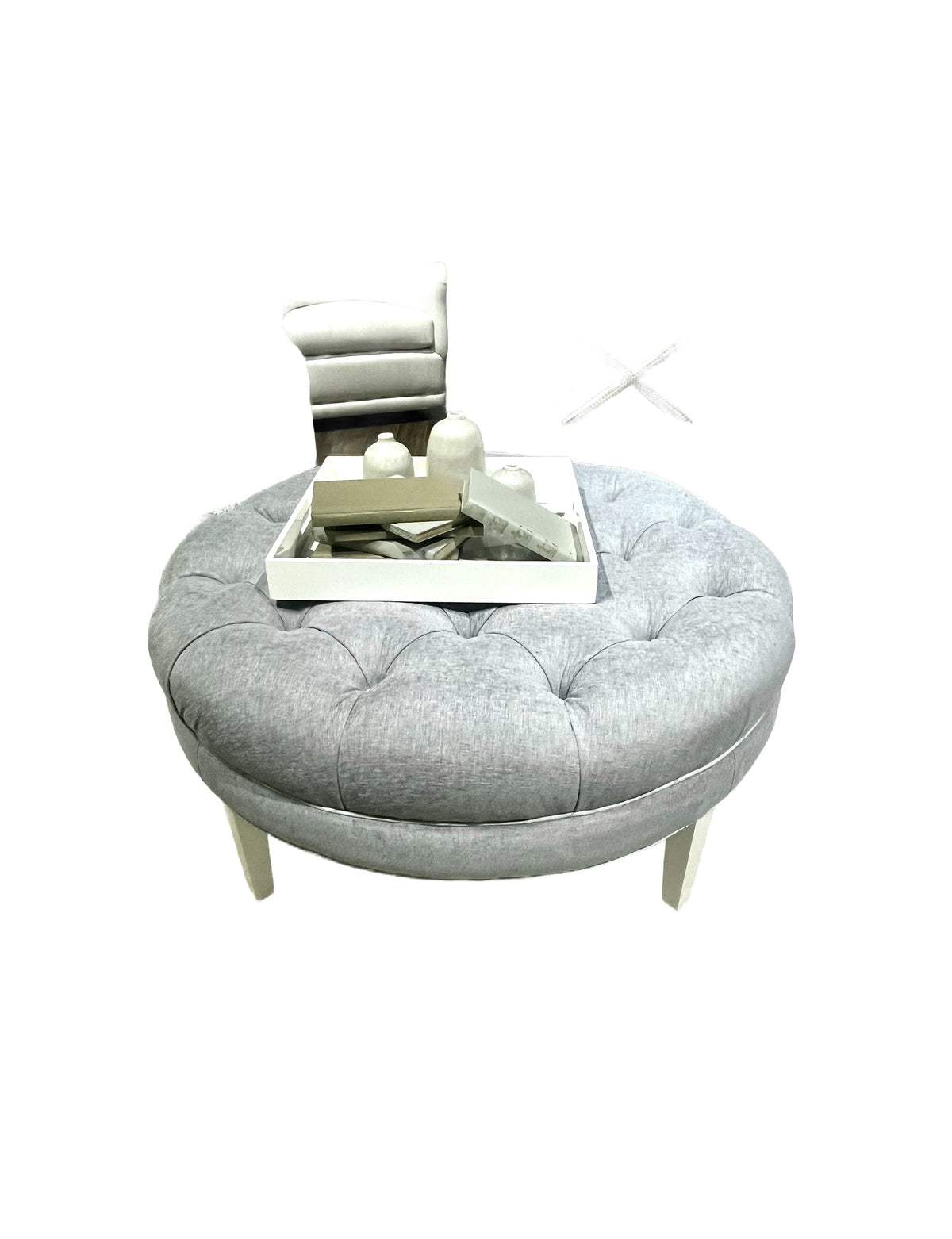 Dinah Ottoman in Copley Mist