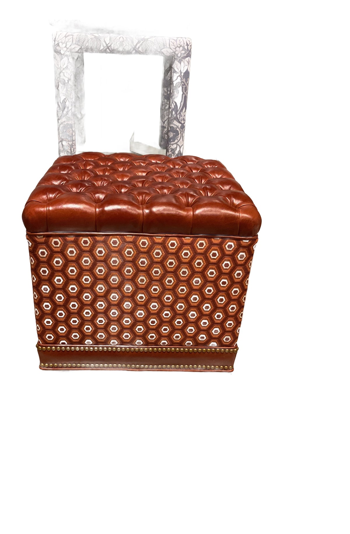 Lulu Tufted Ottoman in H&M Tiburon Cognac