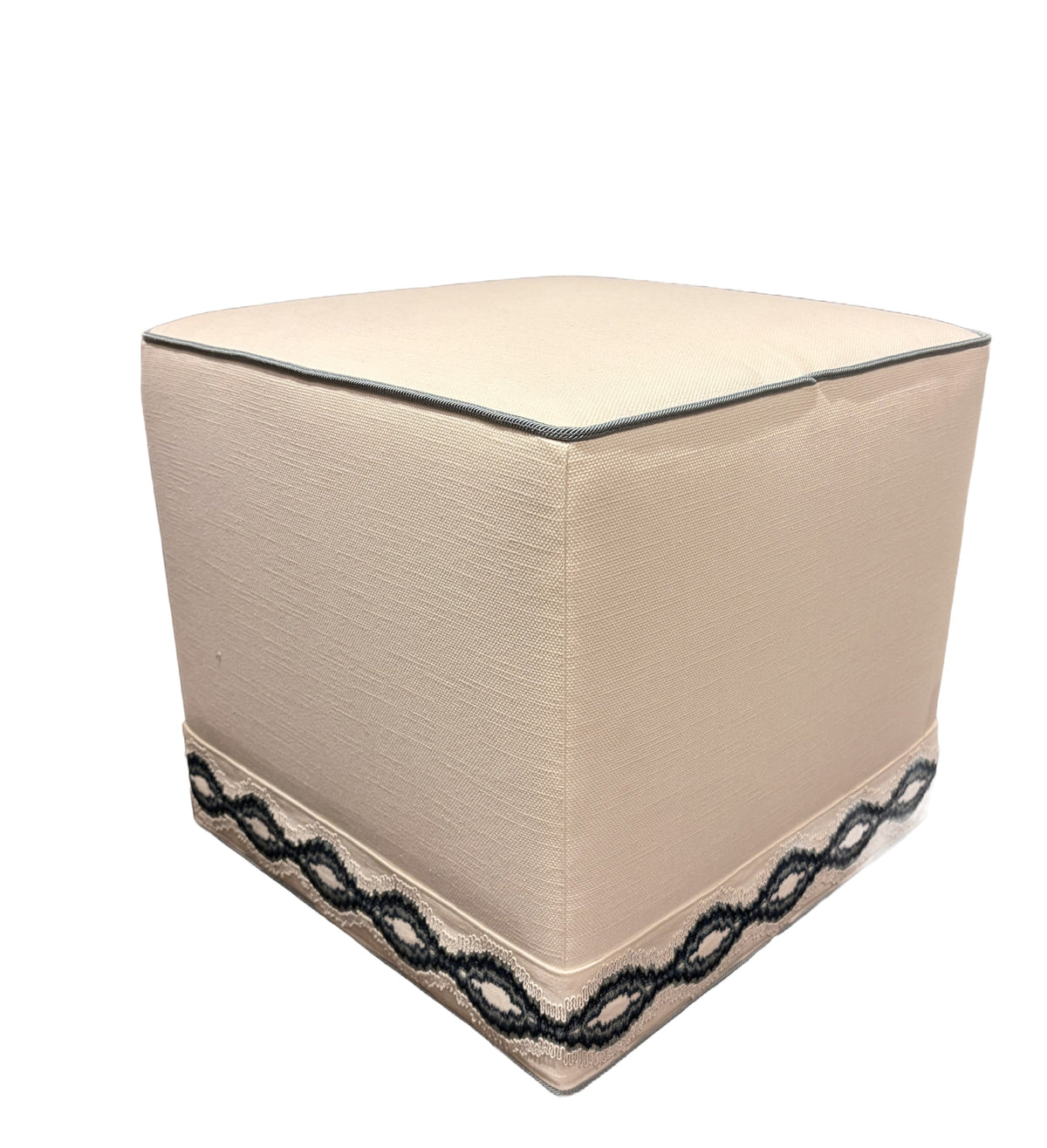 Lulu Ottoman in Cambric Snow