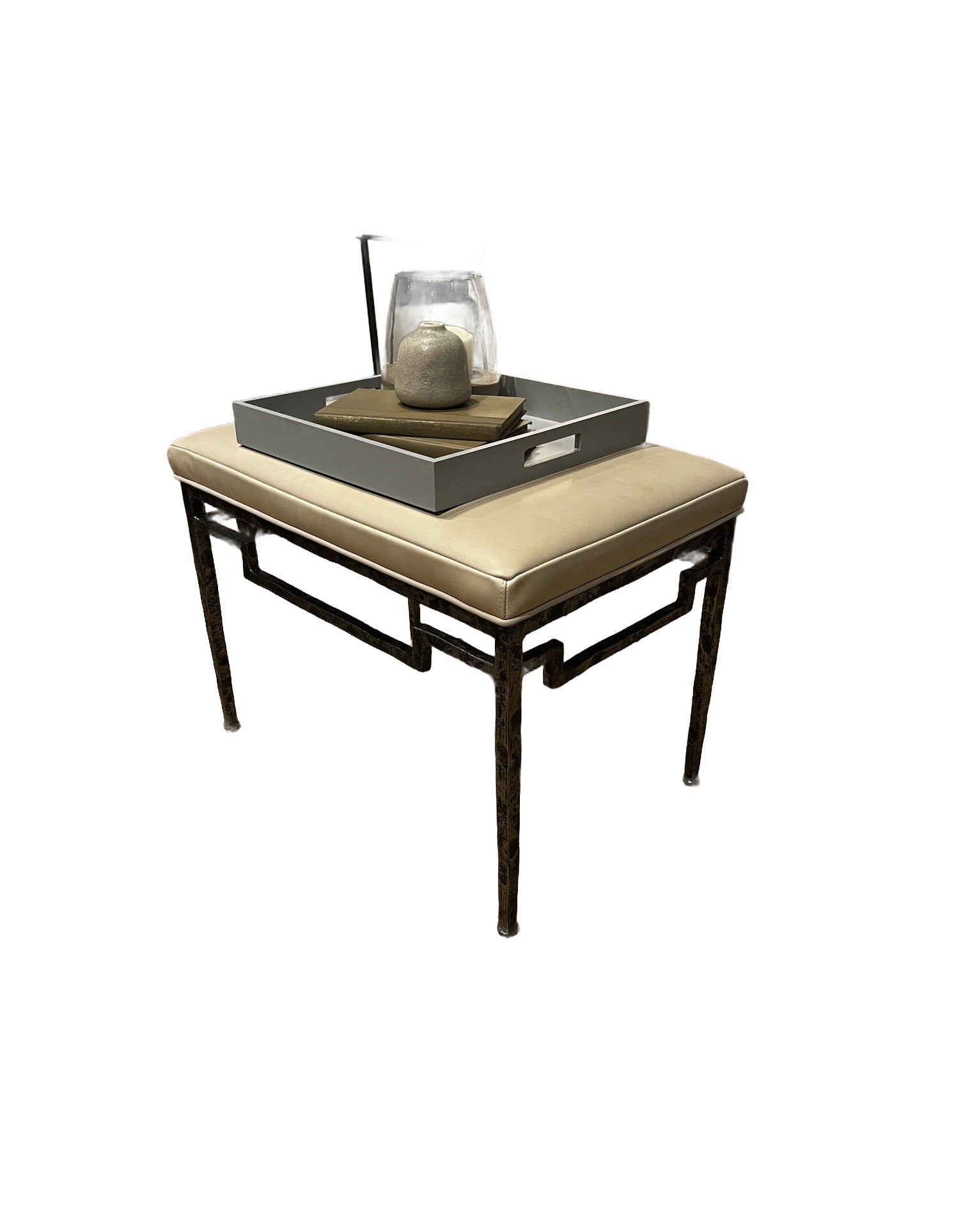 Destin Metal Ottoman in H&M Finery Linen