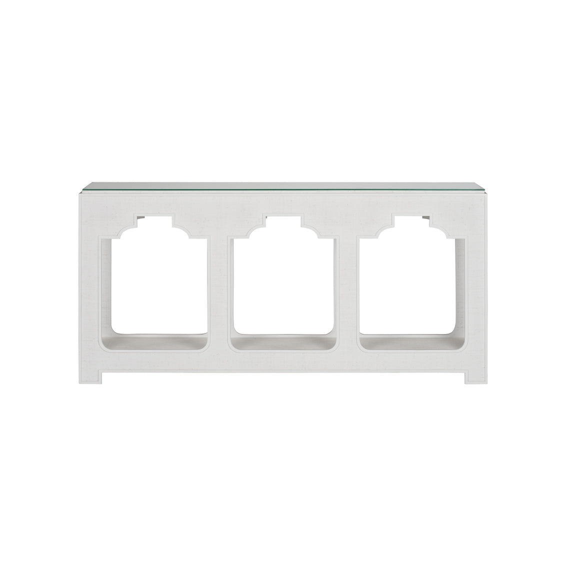 Yangon Console - White in 34.75h x 72w x 16d / Raffia - Chelsea House