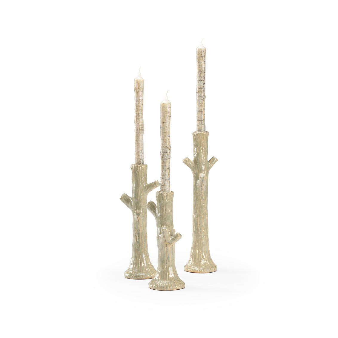 Faux Bois Candlesticks - Green (S3)