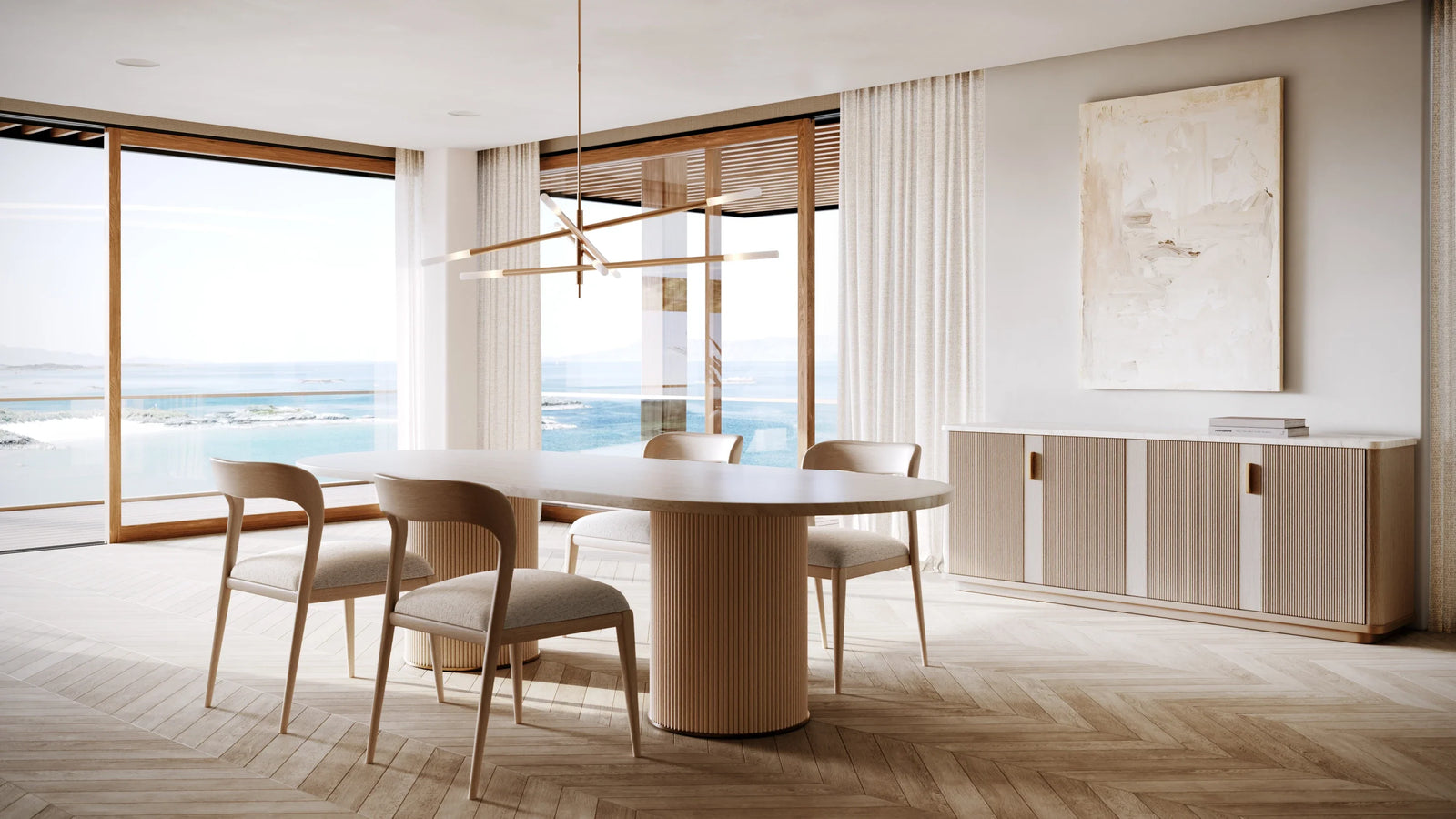 Rhythm  Oval Stone Top Dining Tbl