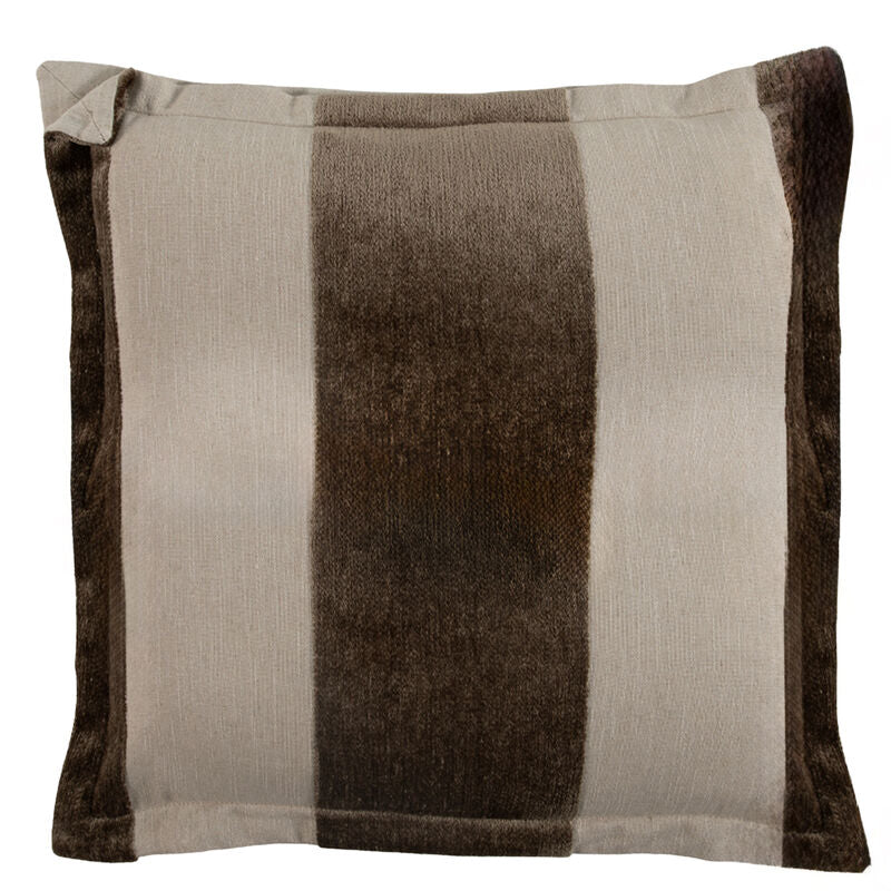 Wide Stripe Chenille Taupe Poly 18x18