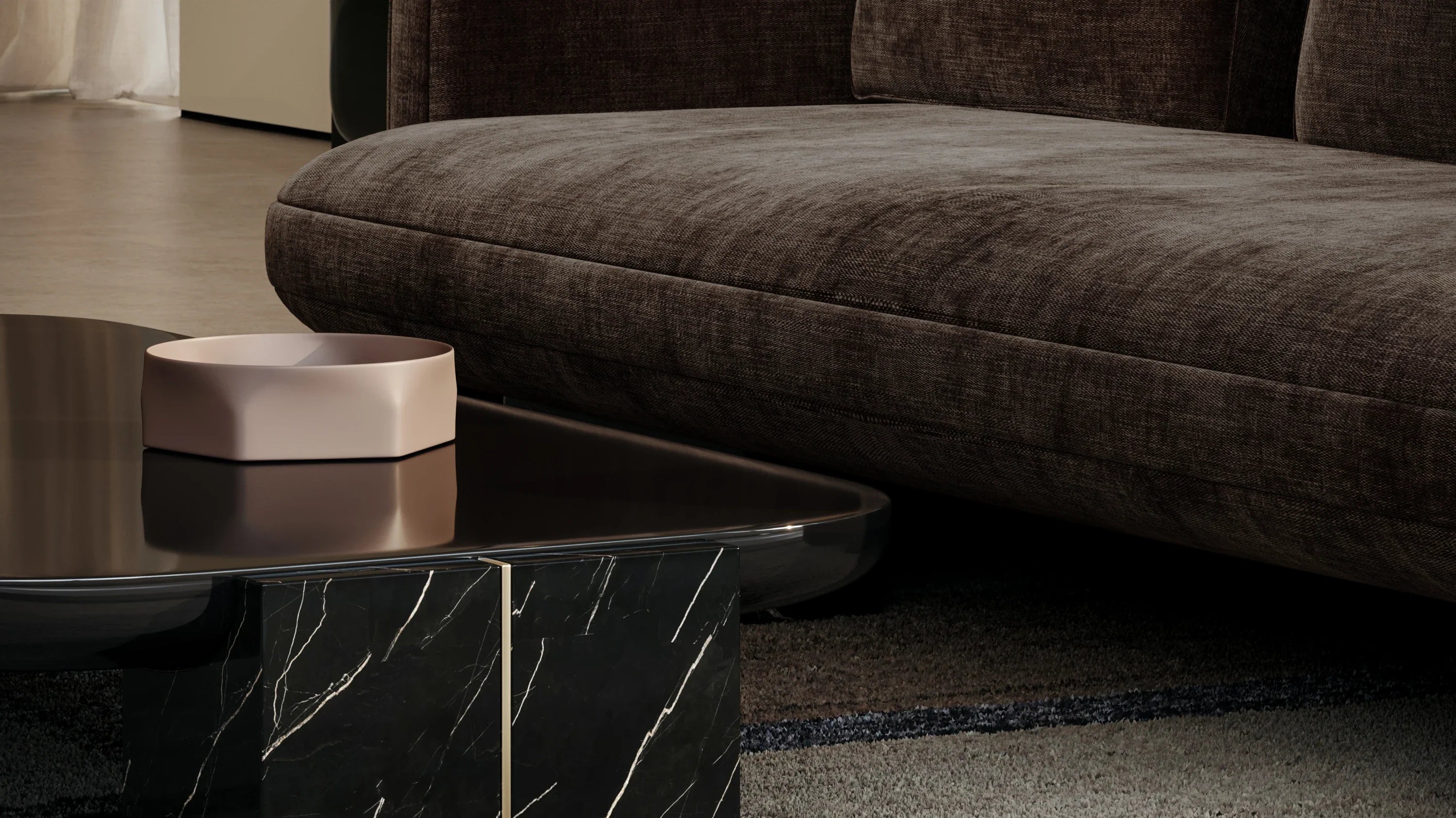 Overlap Laf Loveseat Dark Taupe