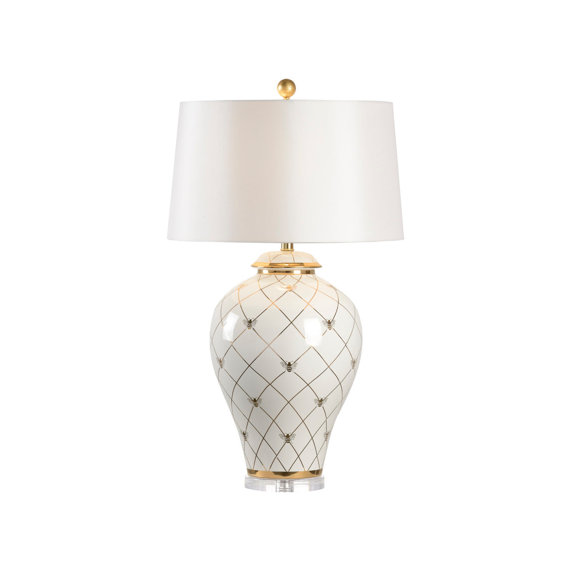 Ginger Jar Lamp - White in 33 / Ceramic/Porcelain - Chelsea House