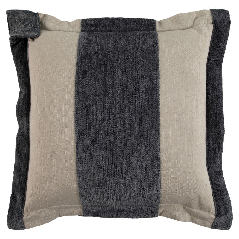 Wide Stripe Chenille Slate Poly 18x18