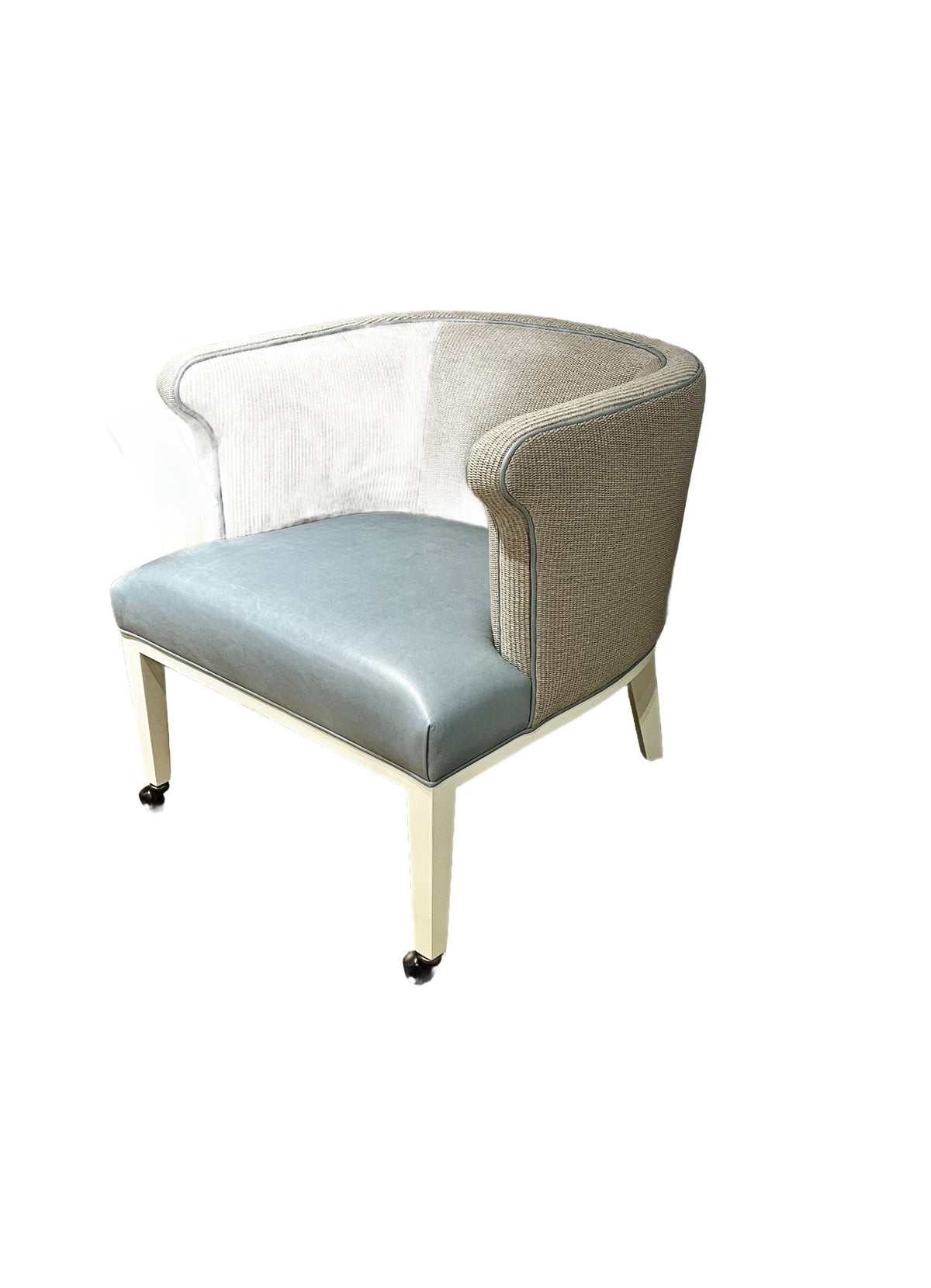 Preston Caster Game Chair in Lokaro Raffia/H&M Tiburon Light Blue