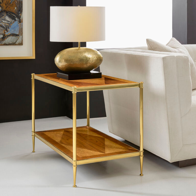 Oak Burl & Walnut End Table