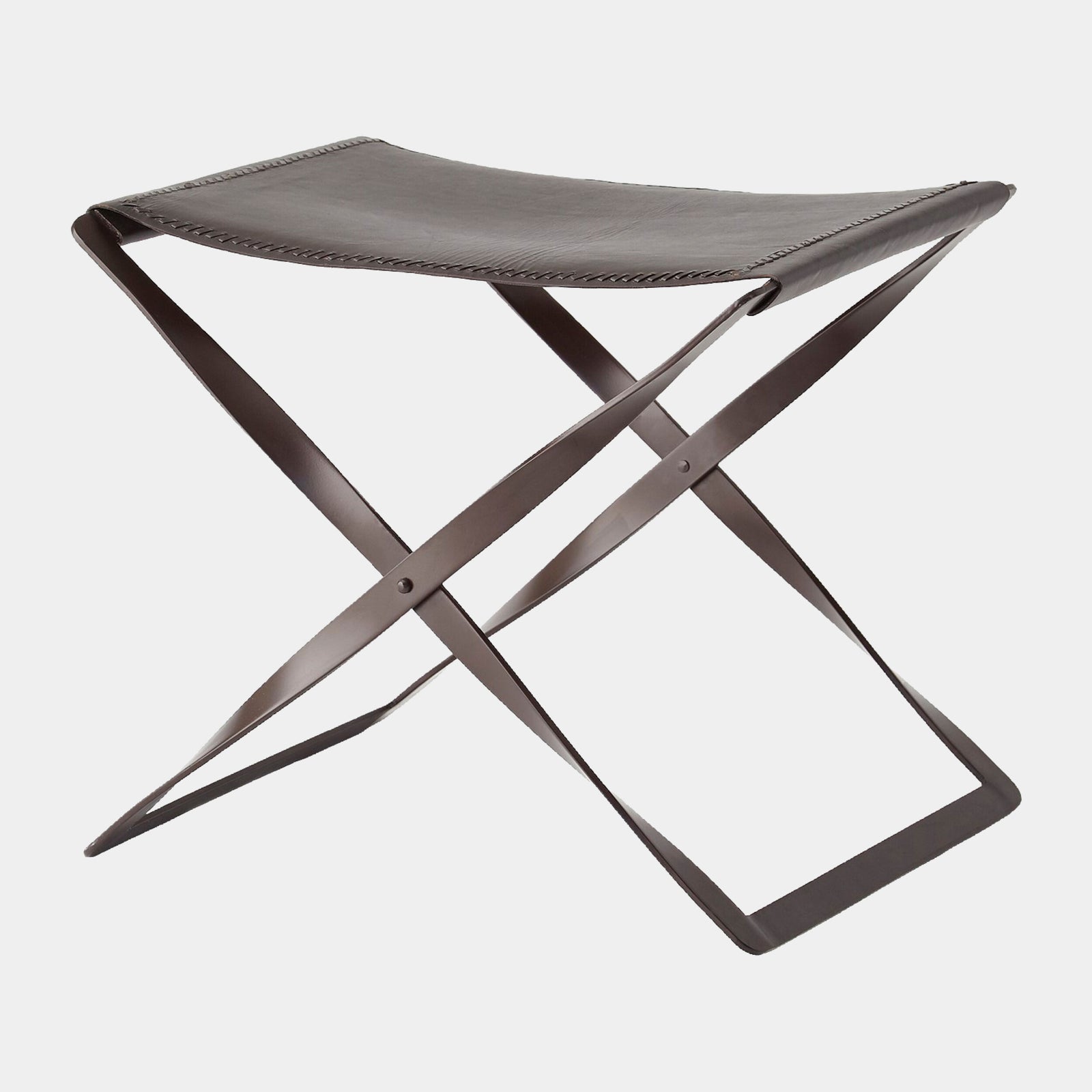 Lloyd Folding Stool-Brown Leather