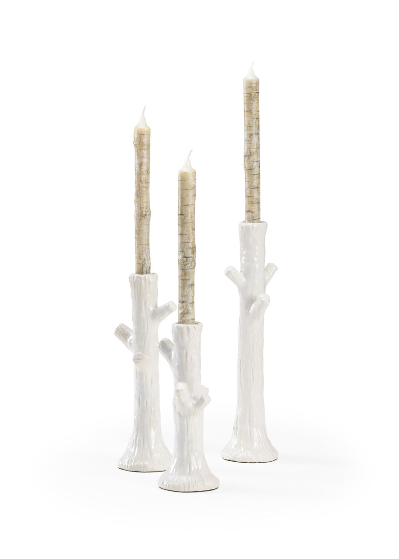 Faux Bois Candlesticks - White (S3)
