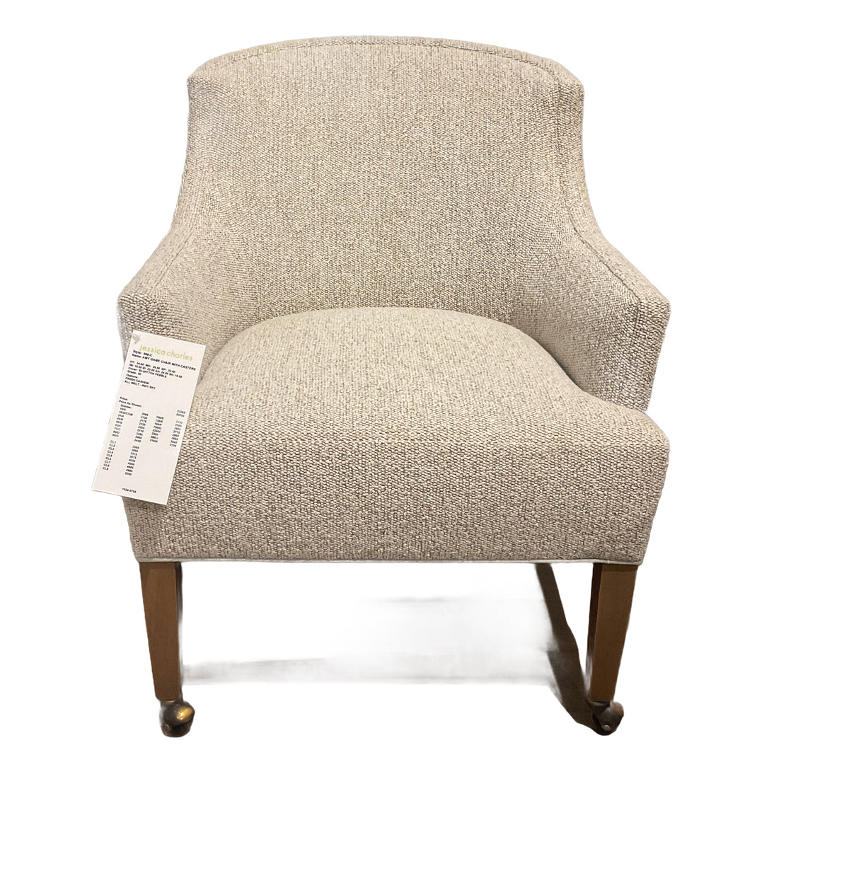 Amy Game Chair w/Casters in Bluffton Pebble