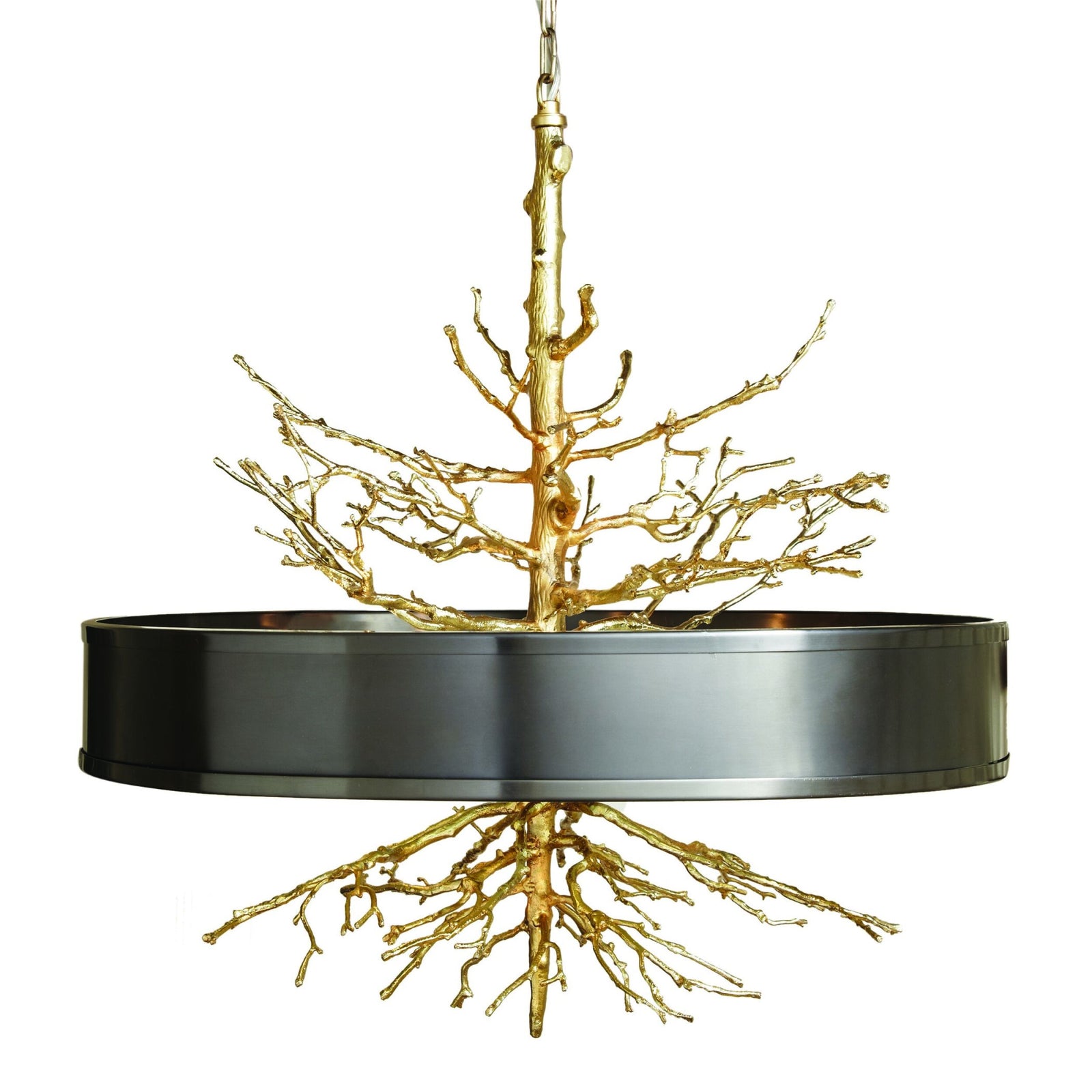 Twig Pendant-Brass w/Bronze Shade