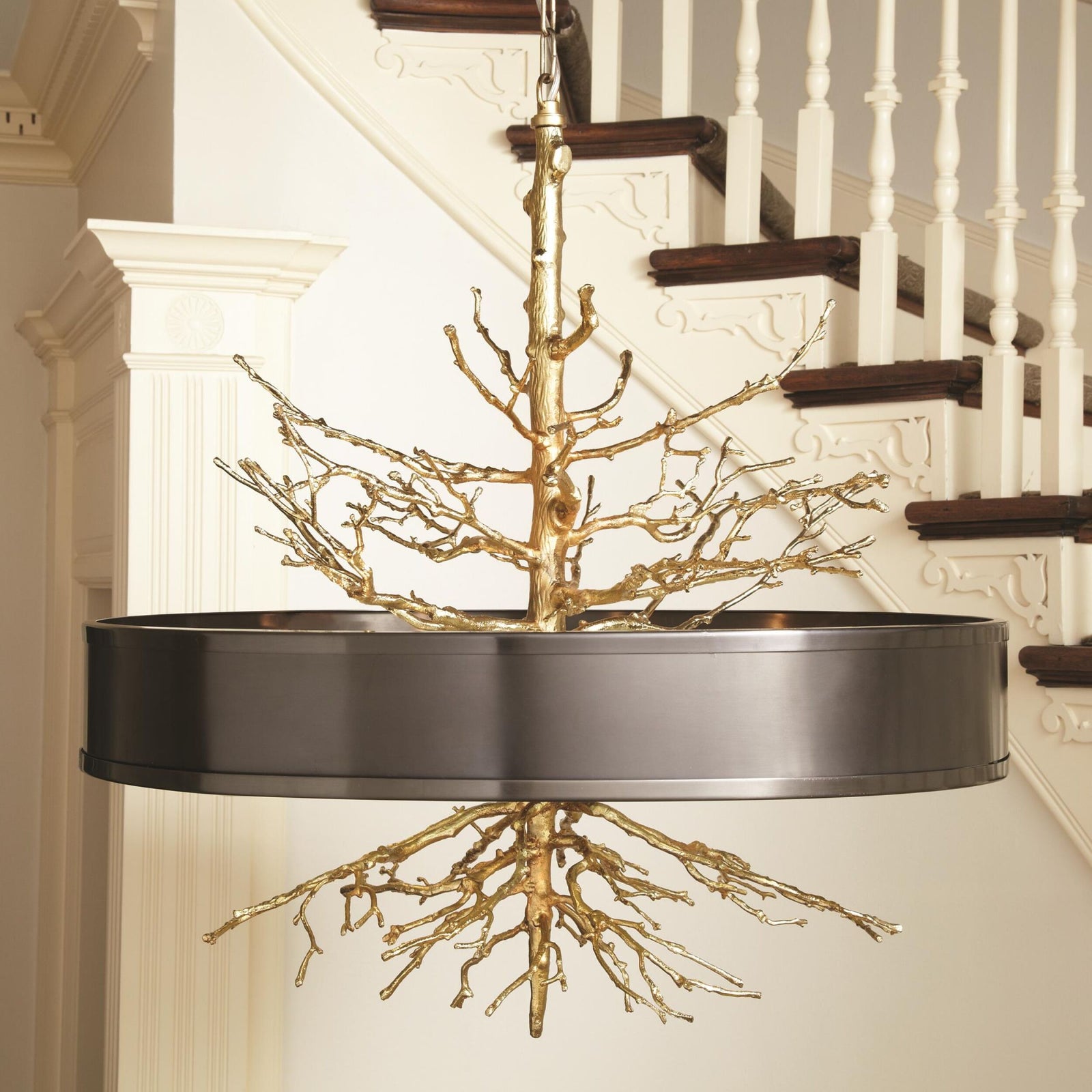 Twig Pendant-Brass w/Bronze Shade