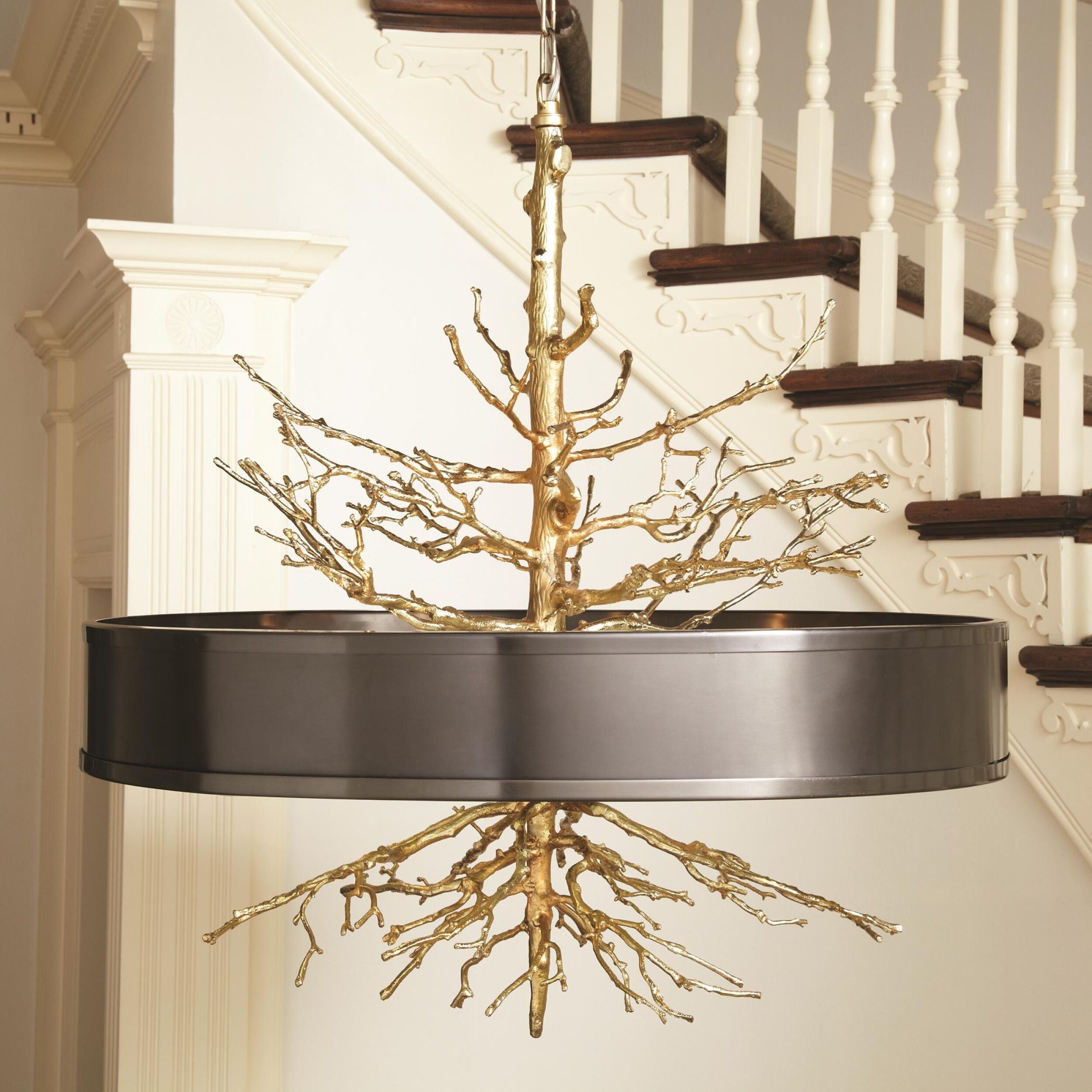 Twig Pendant-Brass w/Bronze Shade