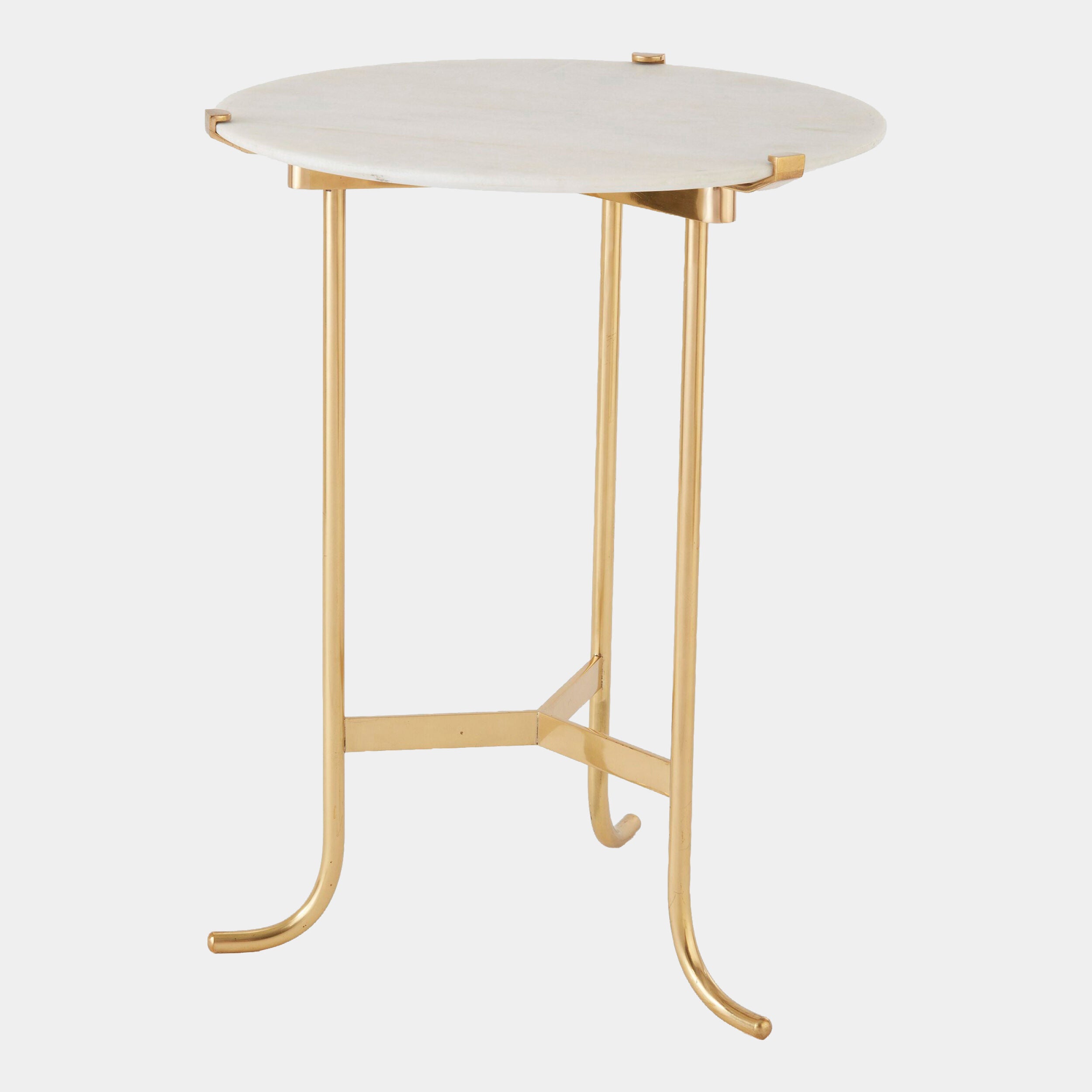 Plie Table-Brass/White Honed Marble