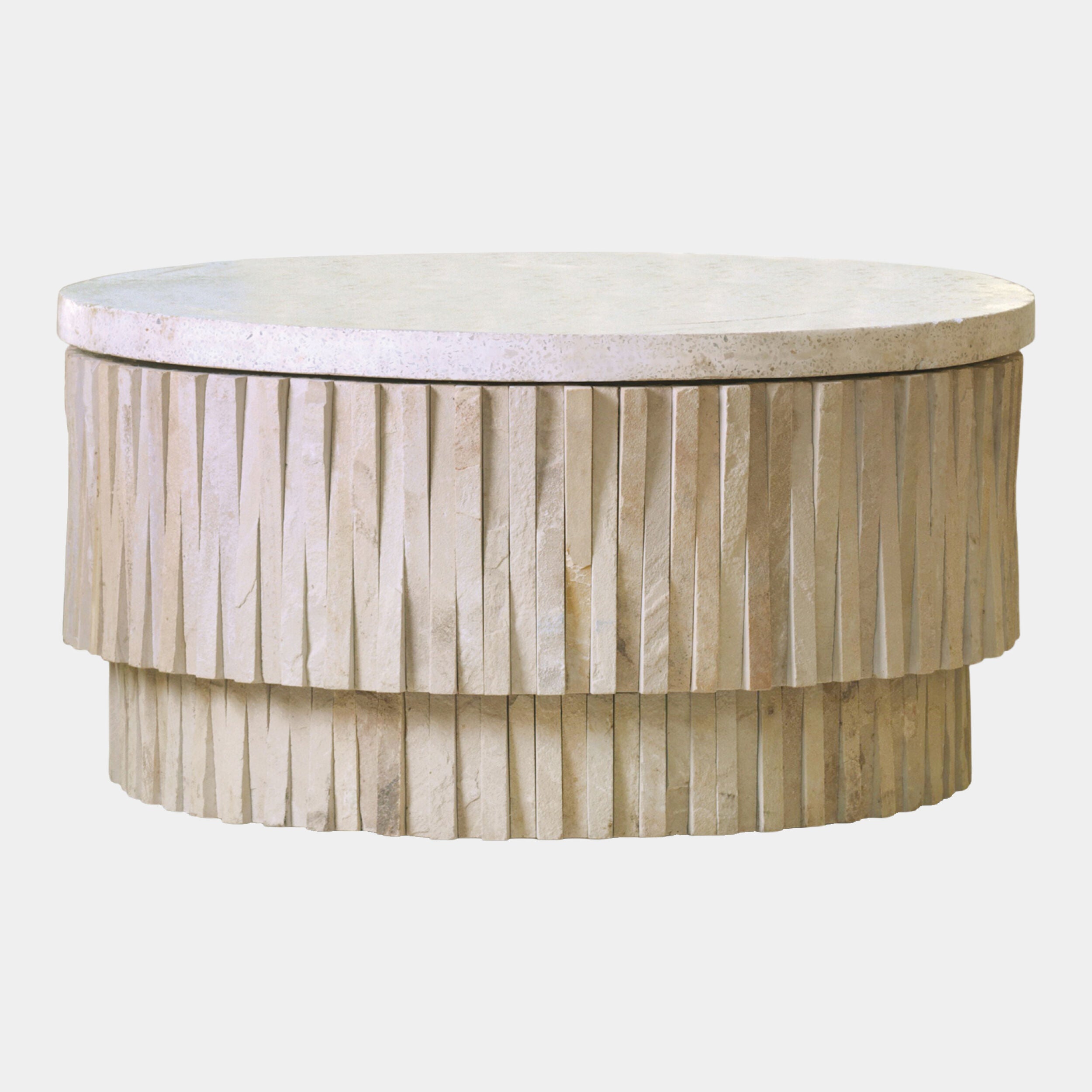 Round Teeter Totter Stone Cocktail Table