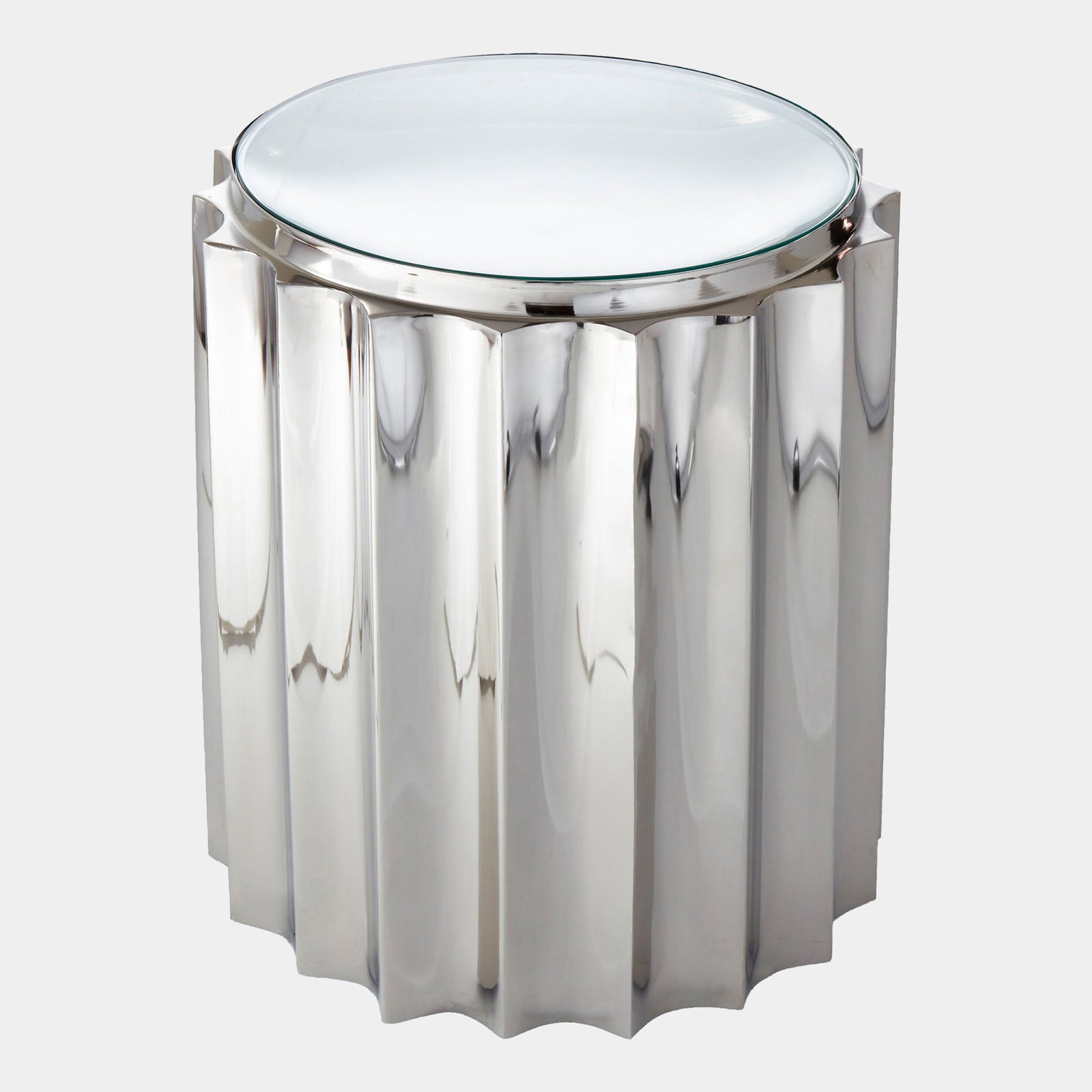 Zamora Fluted Column Table-Nickel