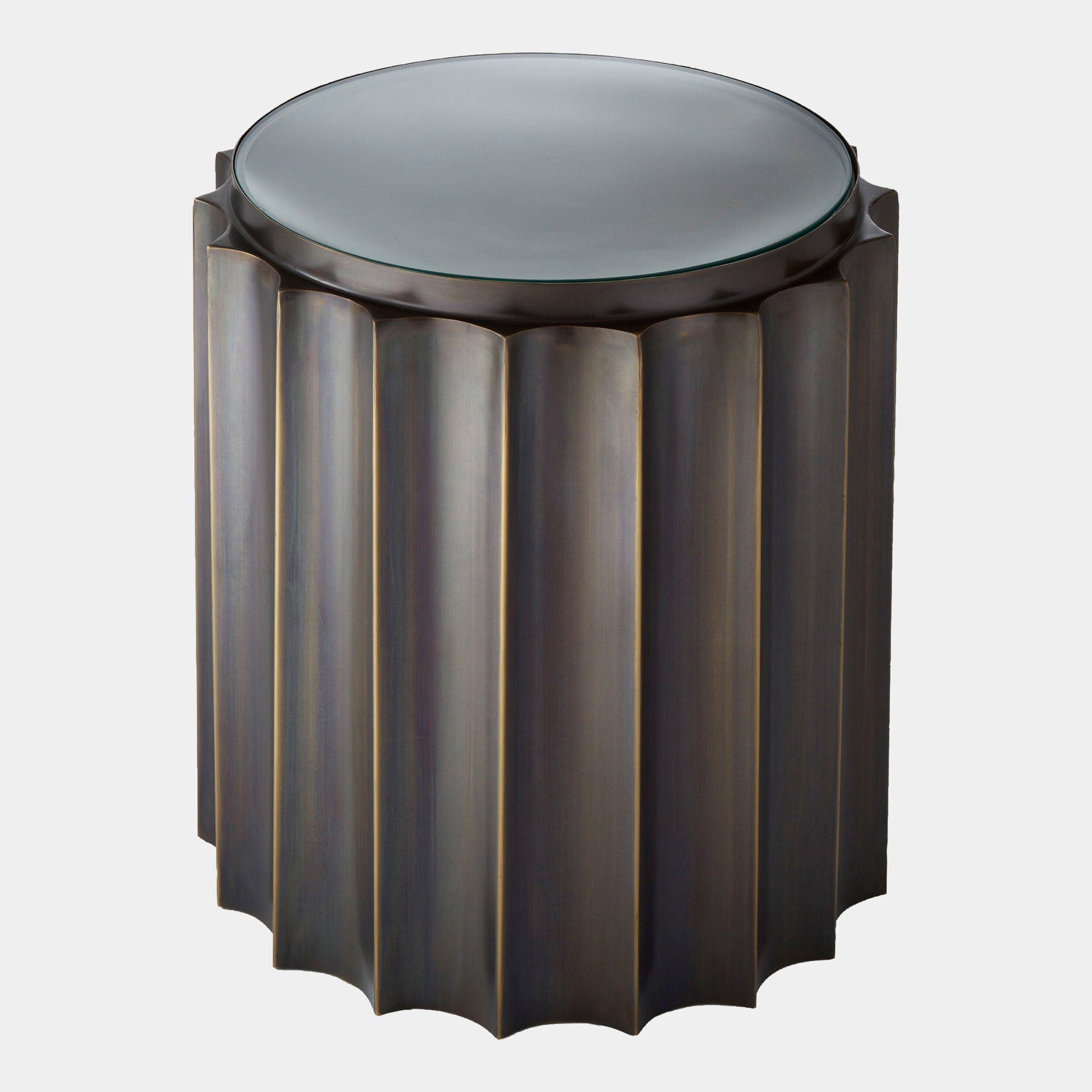 Zamora Fluted Column Table-Bronze