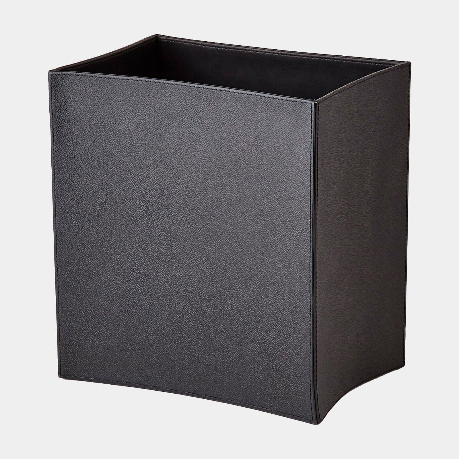 Freddy Folded Leather Wastebasket-Black